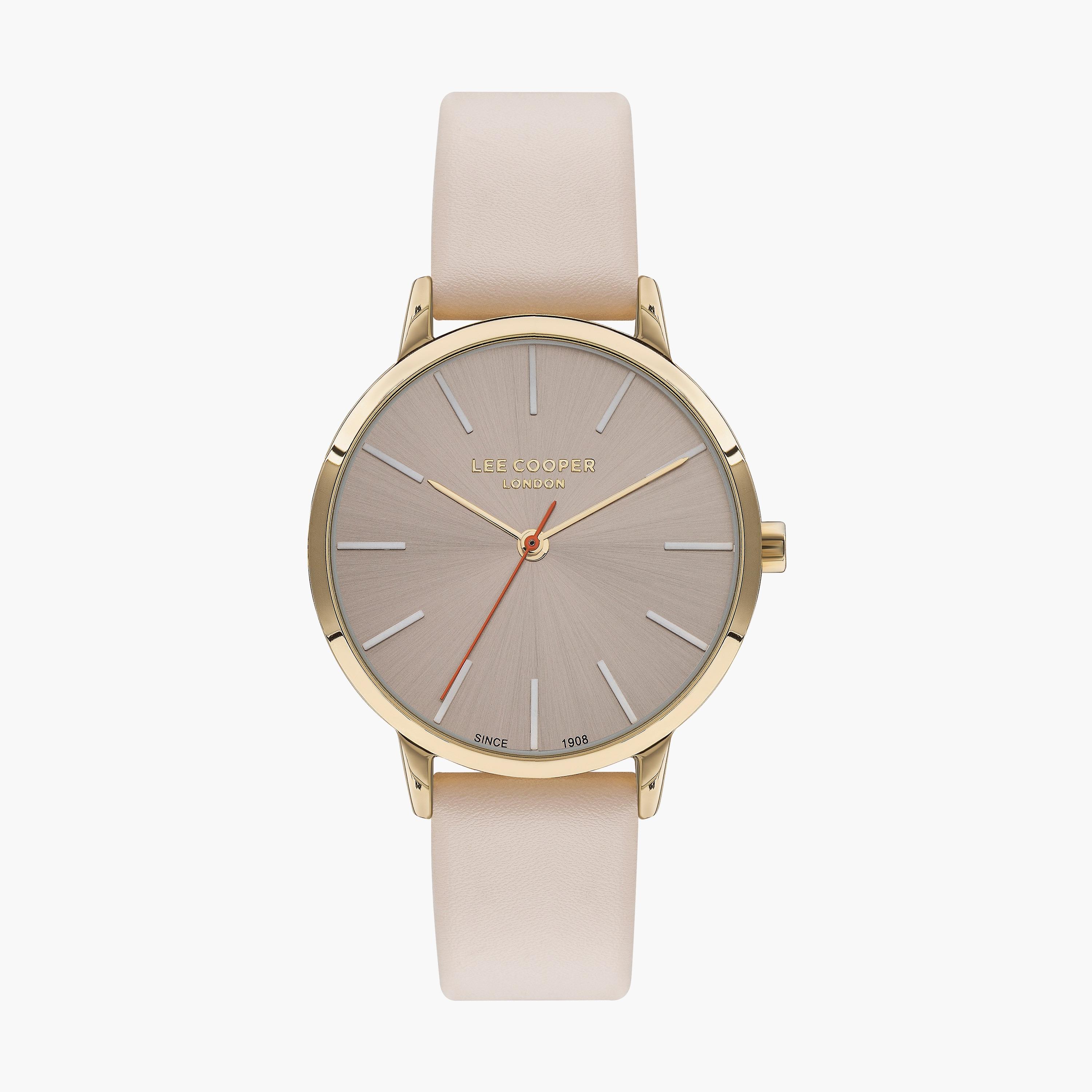 ساعة انالوج من لي كوبر للنساء بسوار جلدي مع لون بيج | LC07646.166-women-watchesandjewellery-watches-image-1