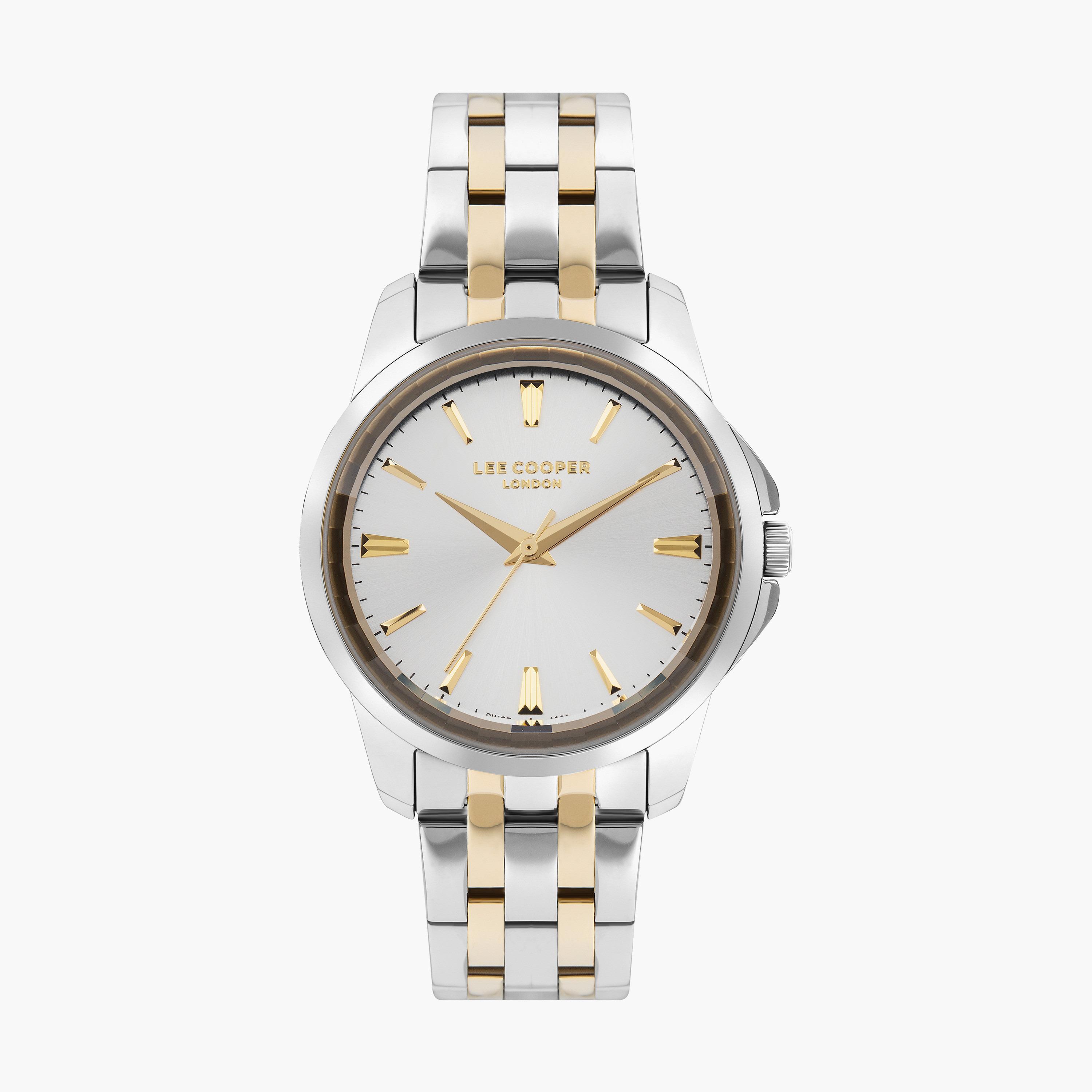 ساعة أنالوج فضية وذهبية بسوار ستانلس ستيل من لي كوبر للنساء | LC07683.230-women-watchesandjewellery-watches-image-1