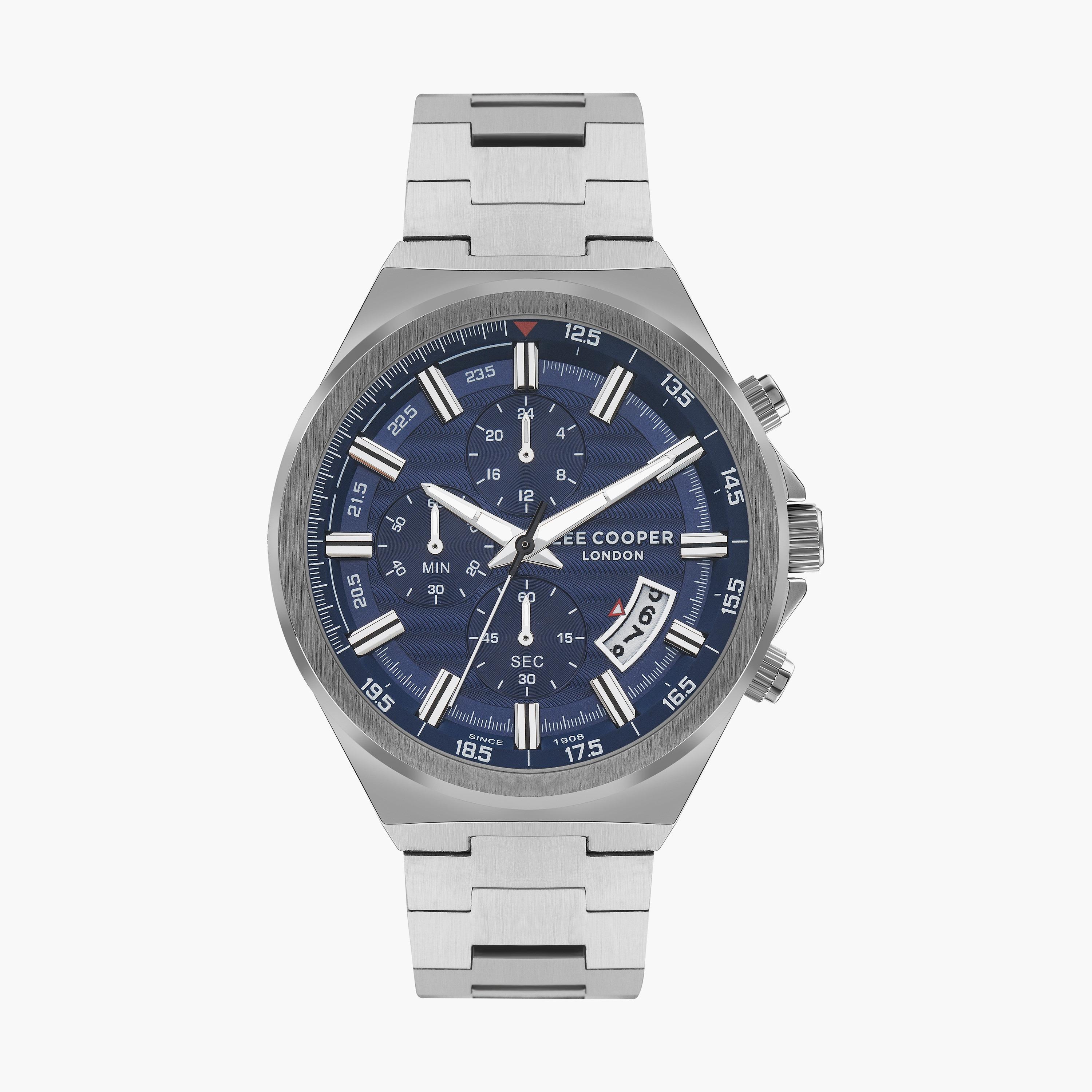ساعة كرونوغراف فضية بسوار ستانلس ستيل من لي كوبر للرجال | LC07717.390-men-watchesandjewellery-watches-image-1