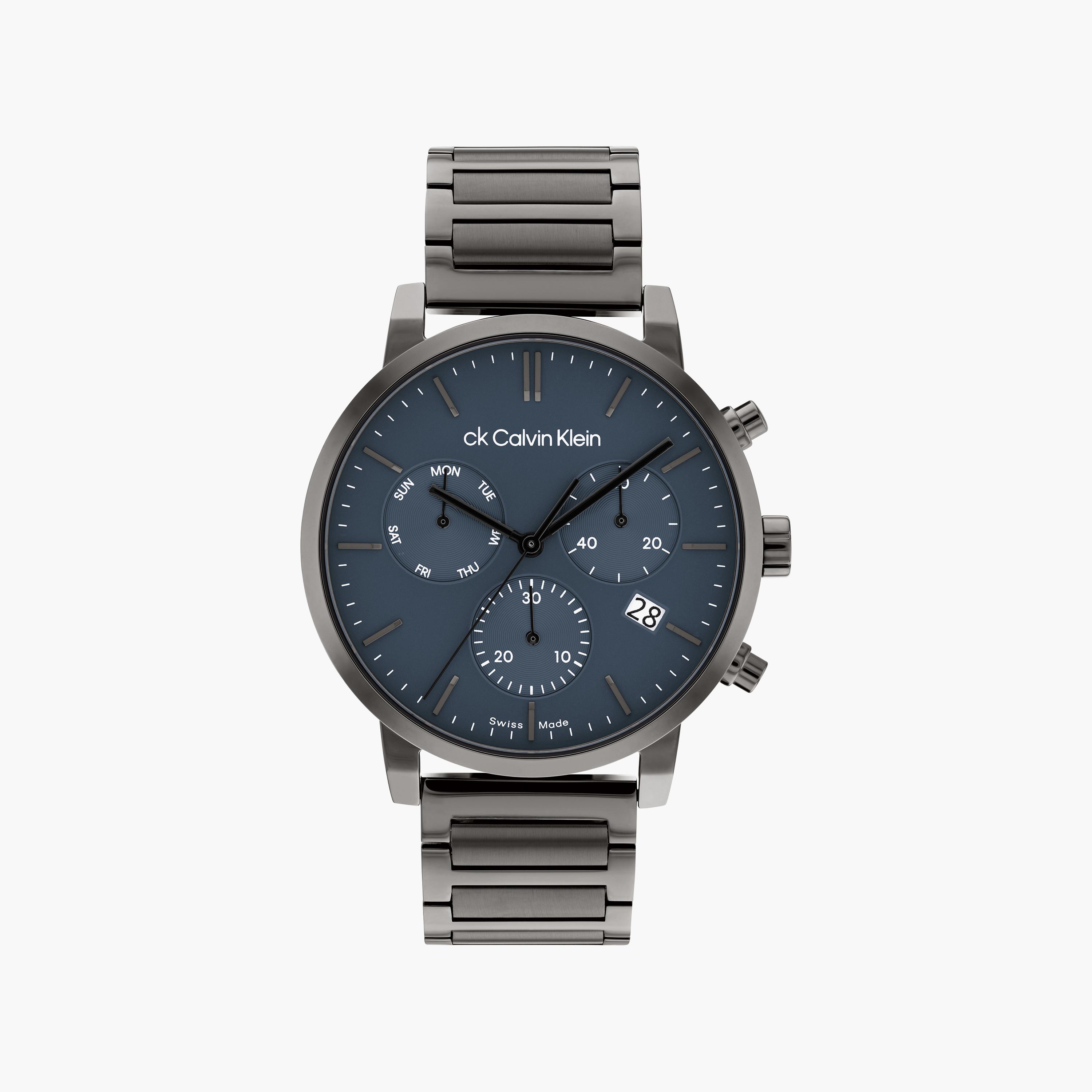 ساعة كرونوغراف للرجال بسوار ستانلس ستيل باللون الرمادي من كالفن كلاين | 25000027-men-watchesandjewellery-watches-image-1