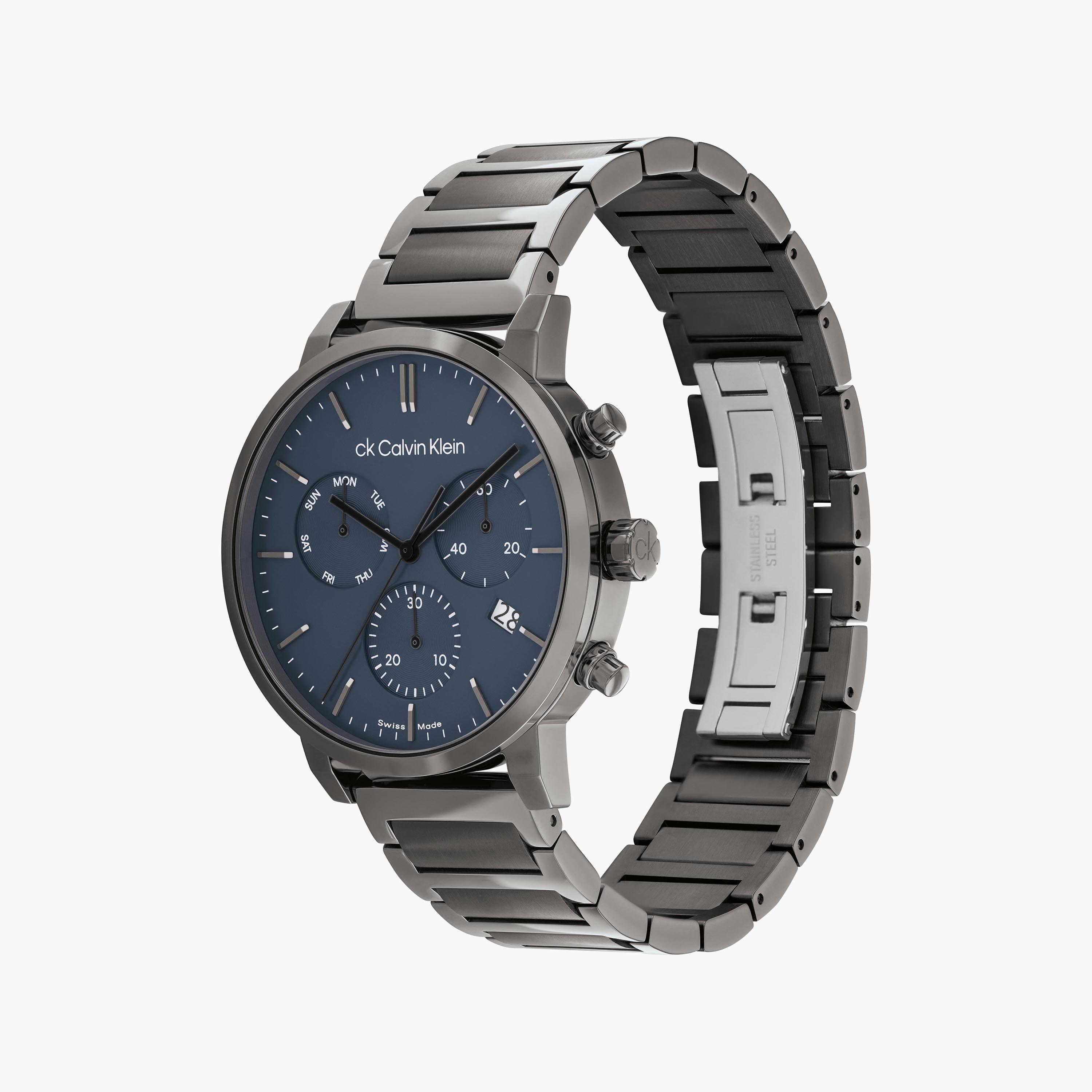 ساعة كرونوغراف للرجال بسوار ستانلس ستيل باللون الرمادي من كالفن كلاين | 25000027-men-watchesandjewellery-watches-image-2