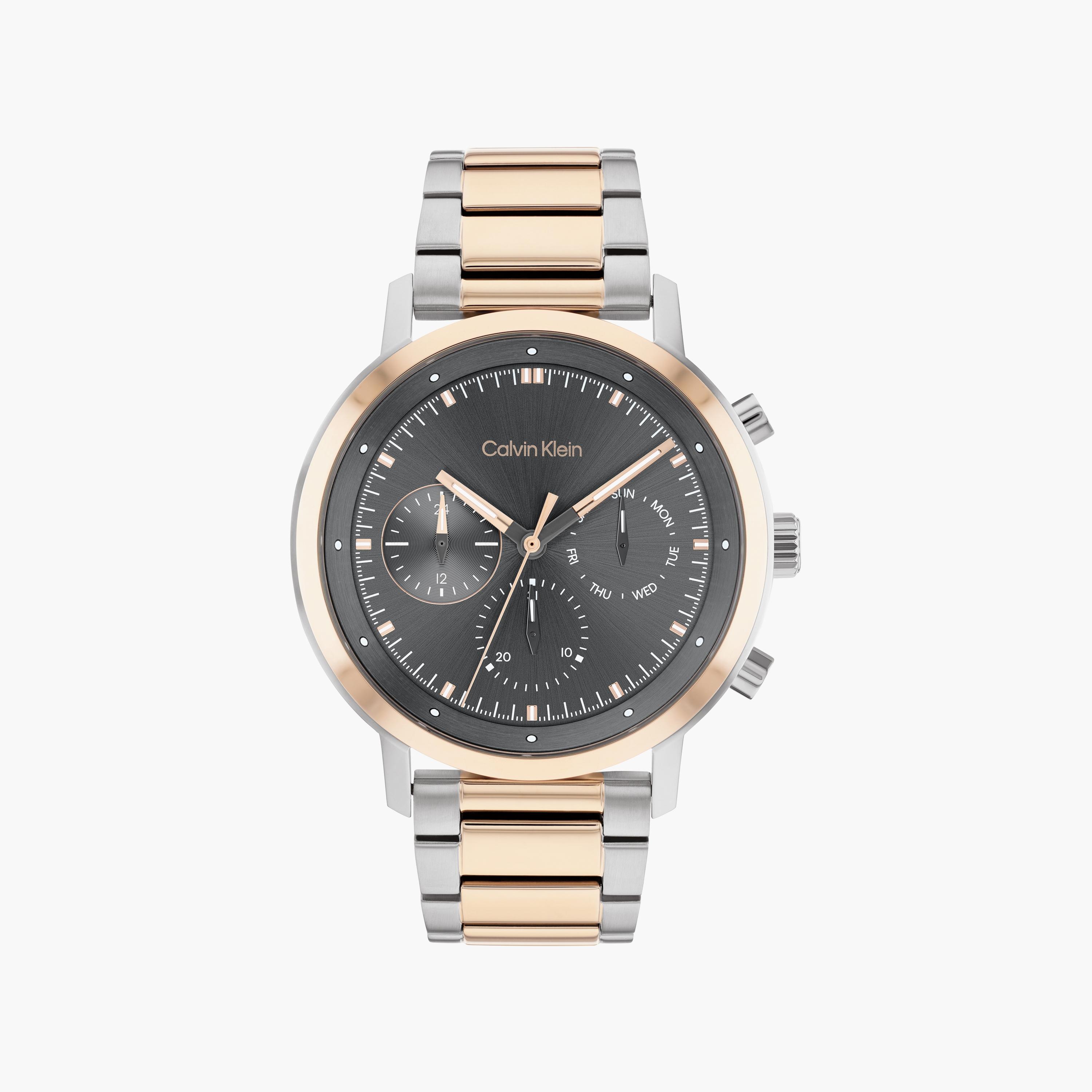 ساعة انالوج للرجال بلون فضي ووردي ذهبي بسوار ستانلس ستيل من كالفن كلاين | 25200064-men-watchesandjewellery-watches-image-1