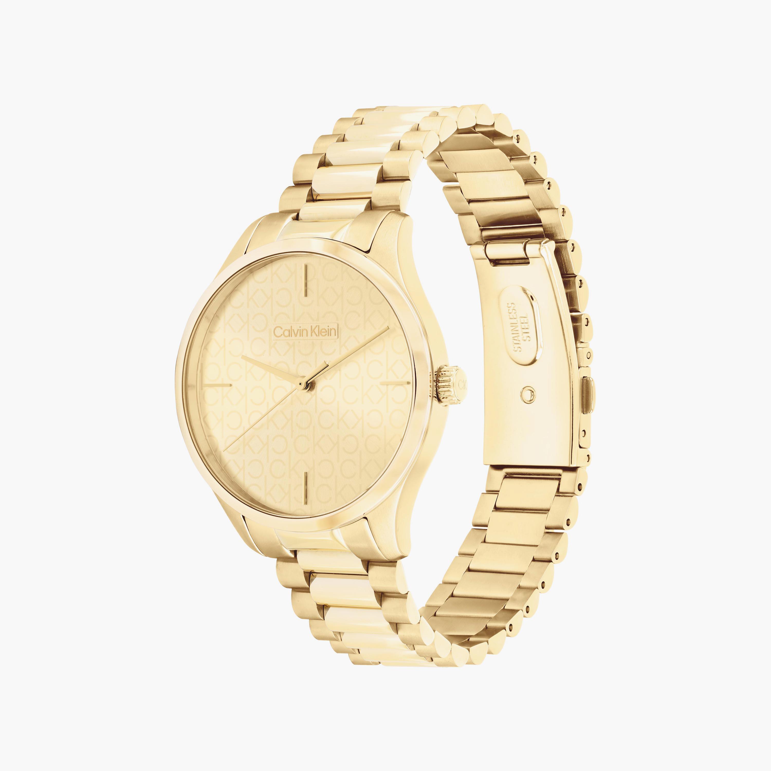 ساعة انالوج بلون ذهبي بسوار ستانلس ستيل من كالفن كلاين | 25200221-women-watchesandjewellery-watches-image-2