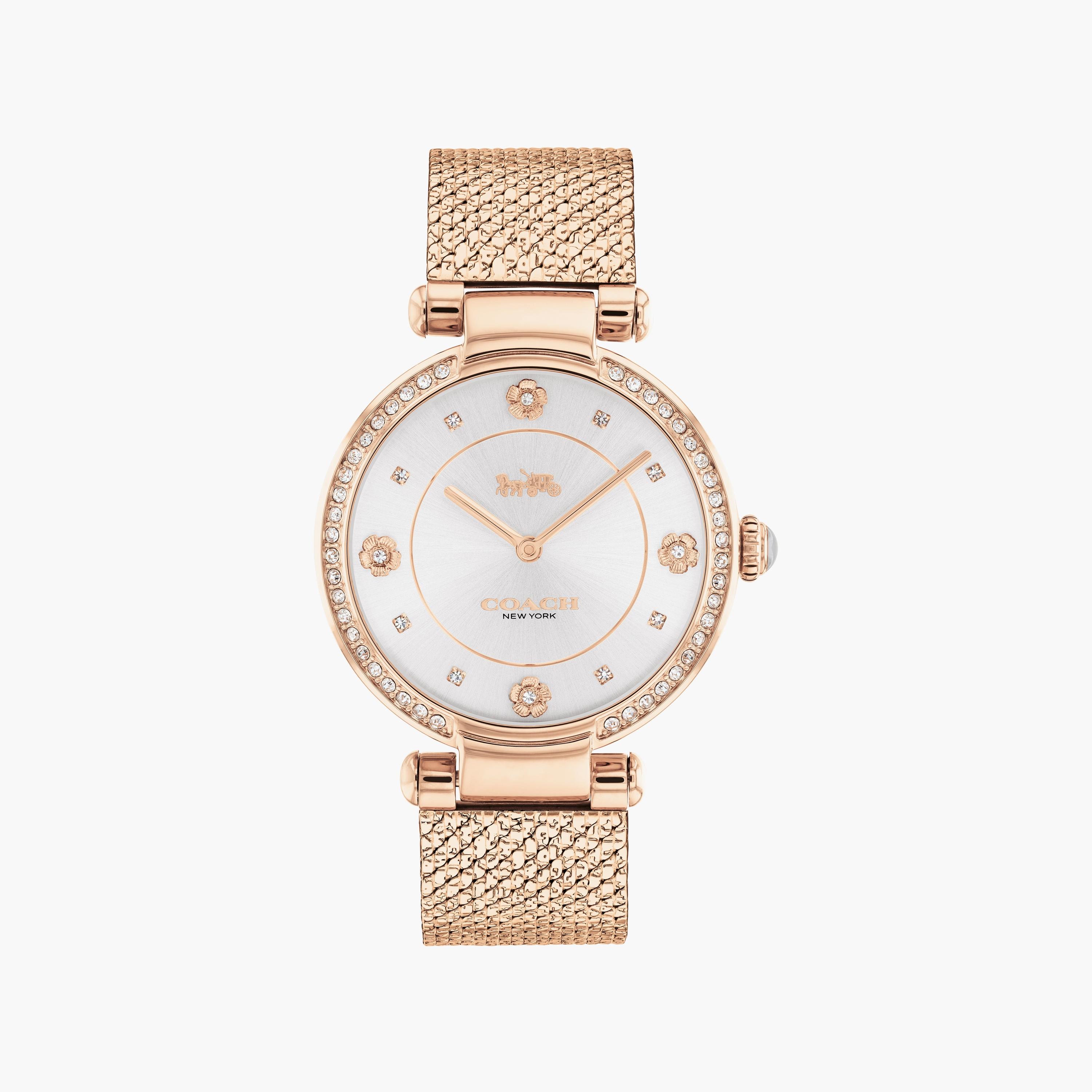 ساعة انالوج للنساء بلون ذهبي وردي بسوار ستانلس ستيل من كوتش | 14503996-women-watchesandjewellery-watches-image-1