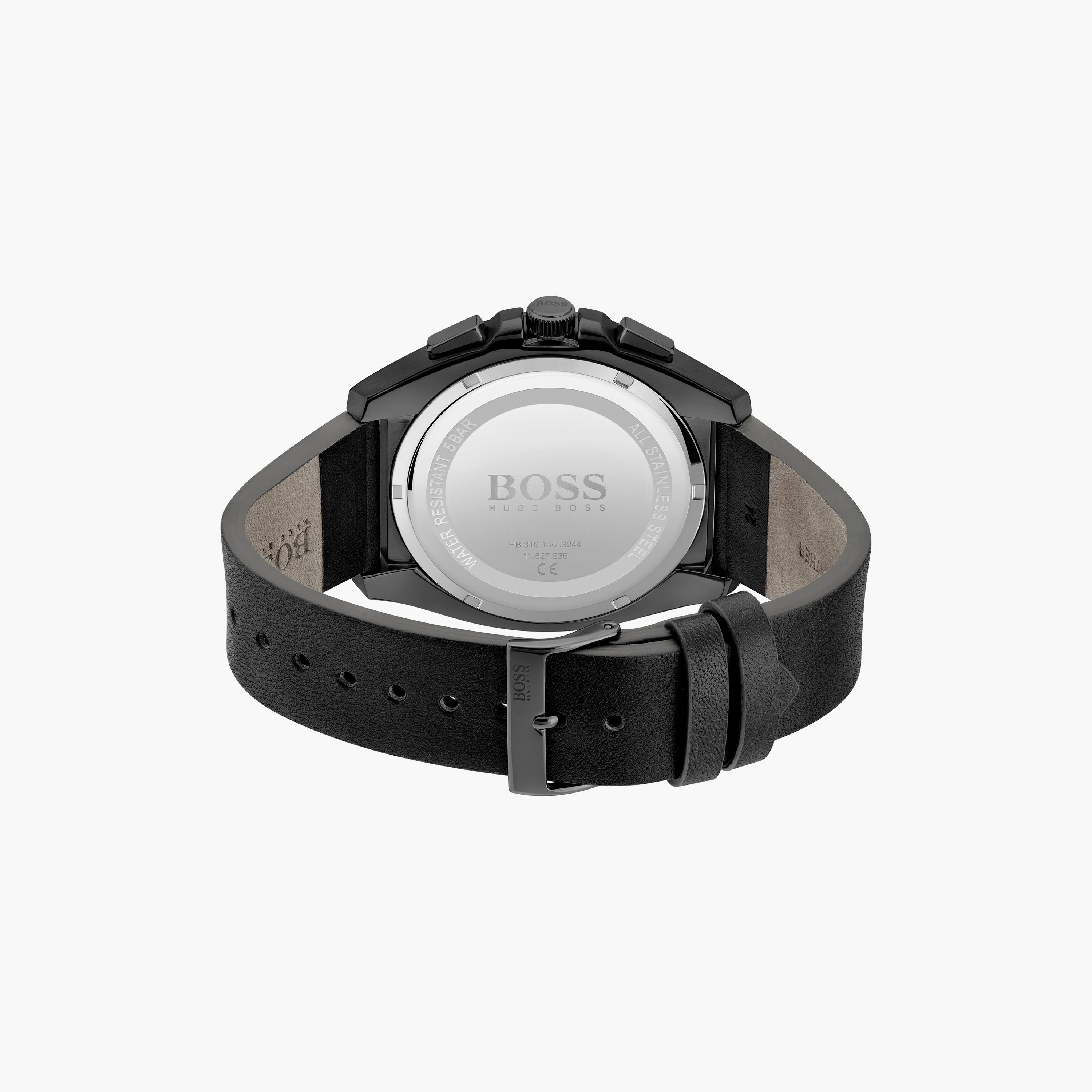 ساعة أنالوج للرجال 46 ملم بسوار جلدي أسود من هيوغو بوس | 1513883-men-watchesandjewellery-watches-image-3
