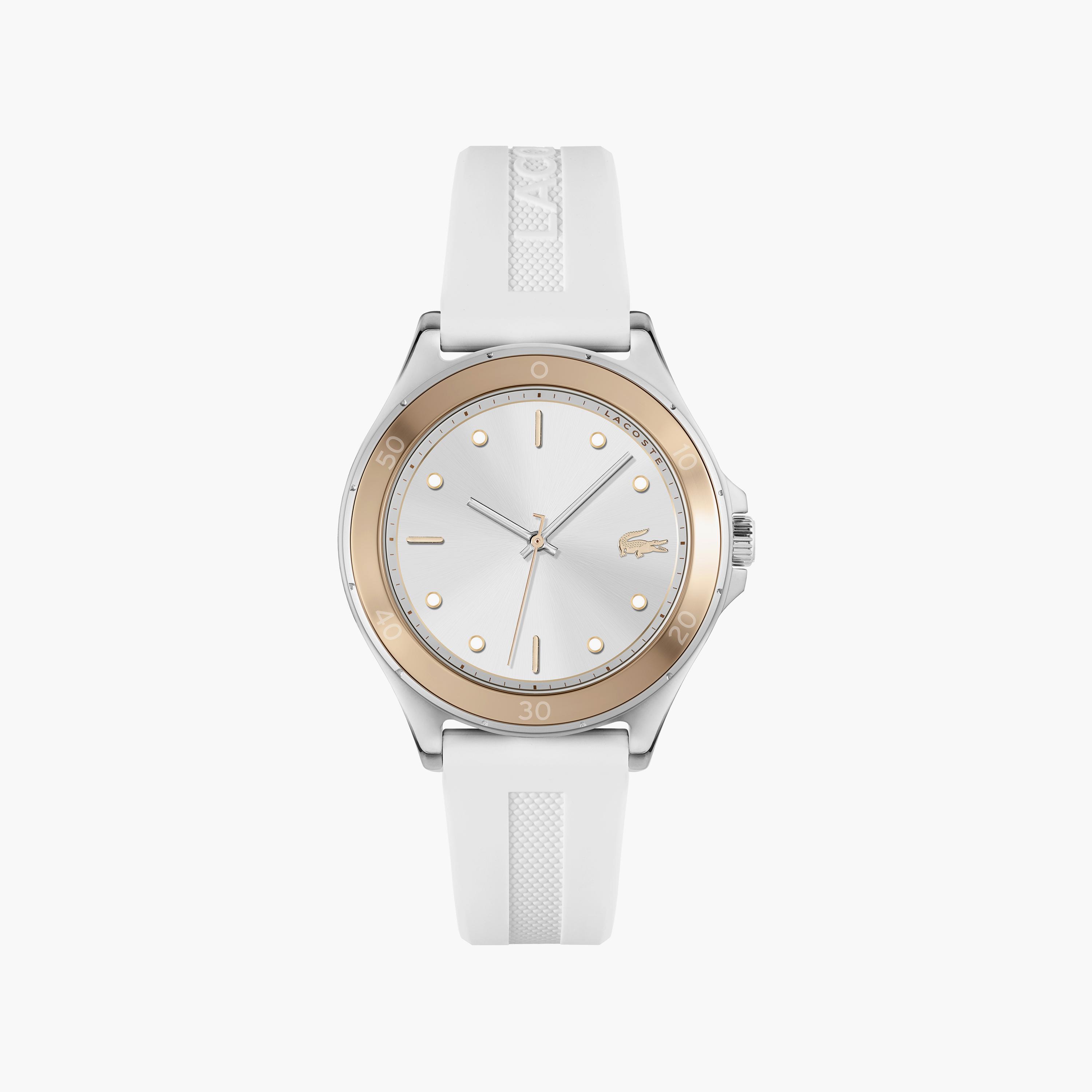 ساعة أنالوج بلون أبيض للنساء 38 ملم بسوار جلدي من لاكوست | 2001225-women-watchesandjewellery-watches-image-1