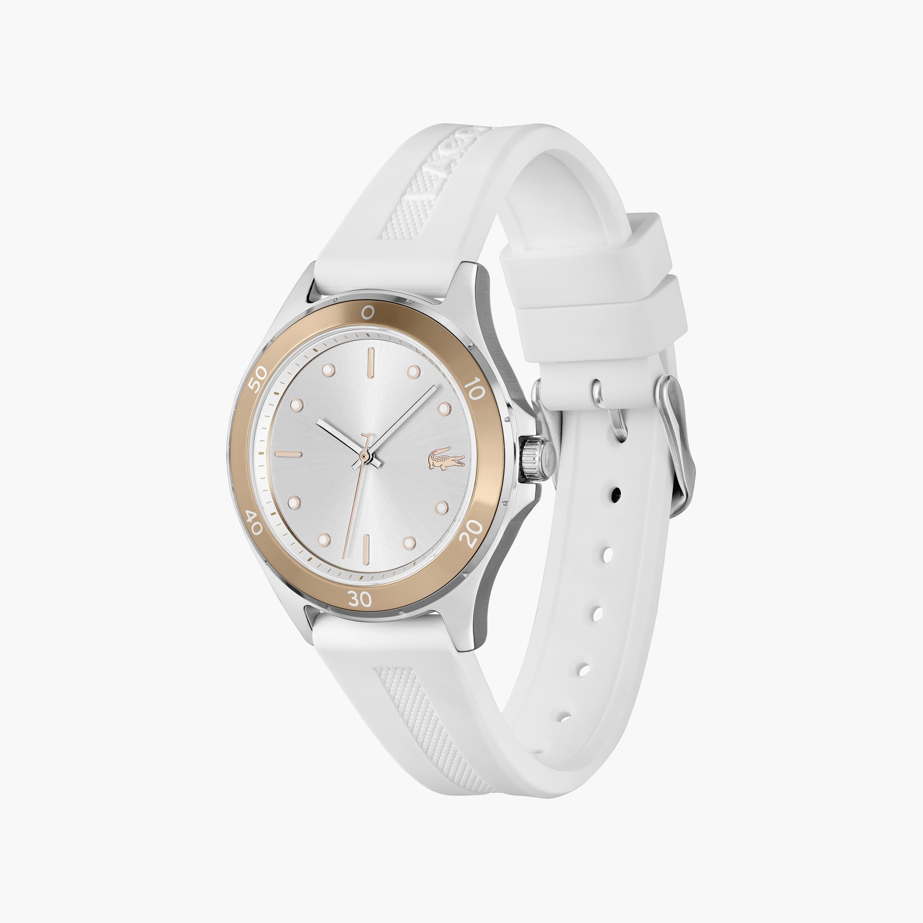 ساعة أنالوج بلون أبيض للنساء 38 ملم بسوار جلدي من لاكوست | 2001225-women-watchesandjewellery-watches-image-2