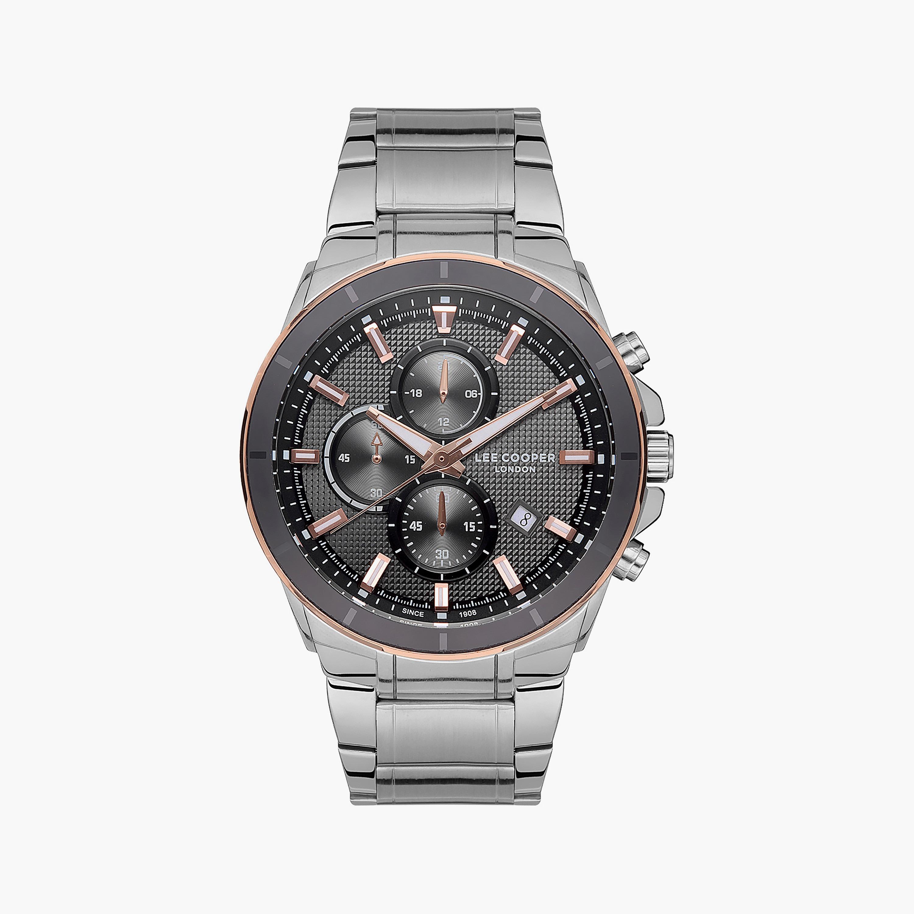 ساعة كرونوغراف فضية بسوار ستانلس ستيل من لي كوبر للرجال | LC07172.560-men-watchesandjewellery-watches-image-1