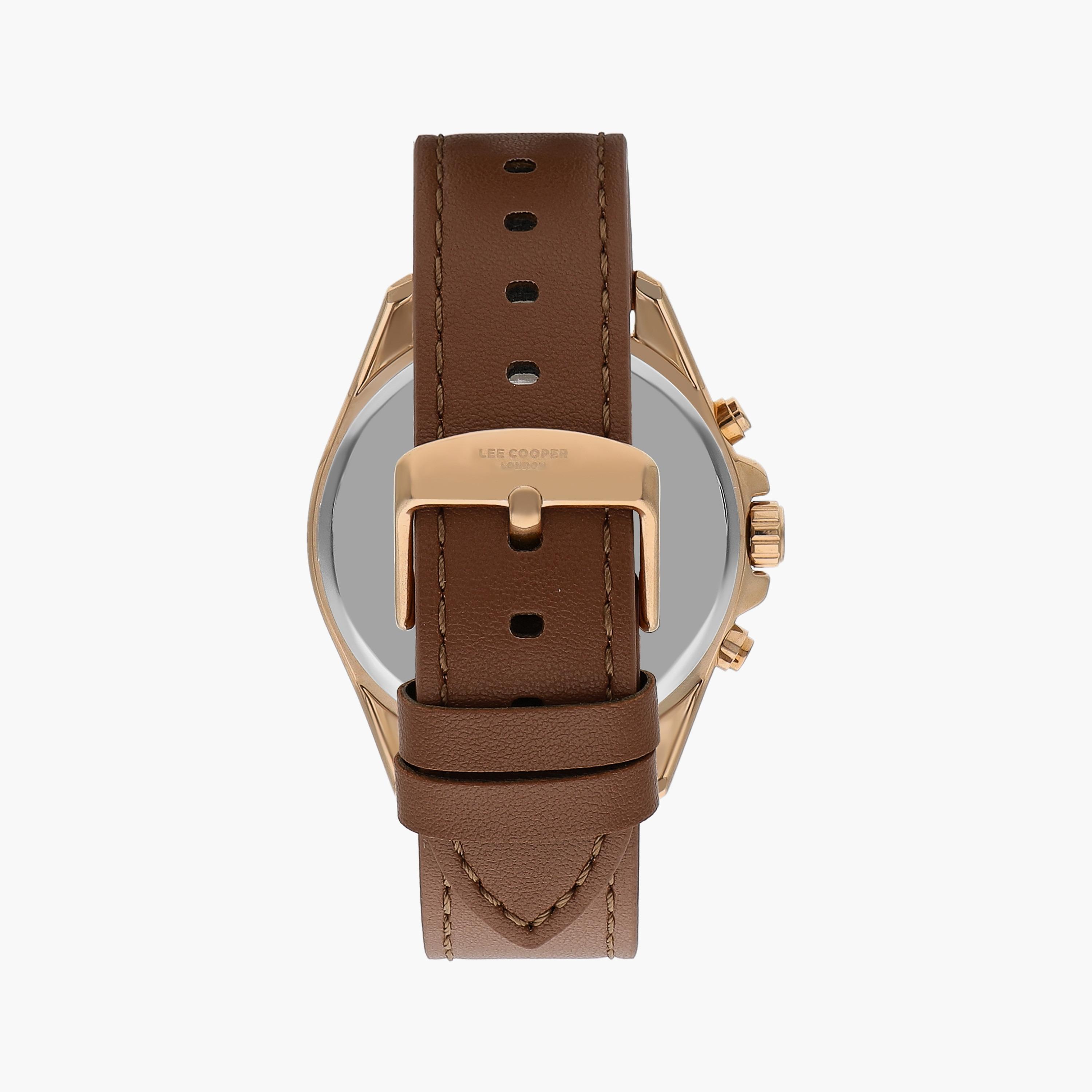 ساعة كرونوغراف بسوار جلدي بني للرجال من لي كوبر | LC07598.434-men-watchesandjewellery-watches-image-3