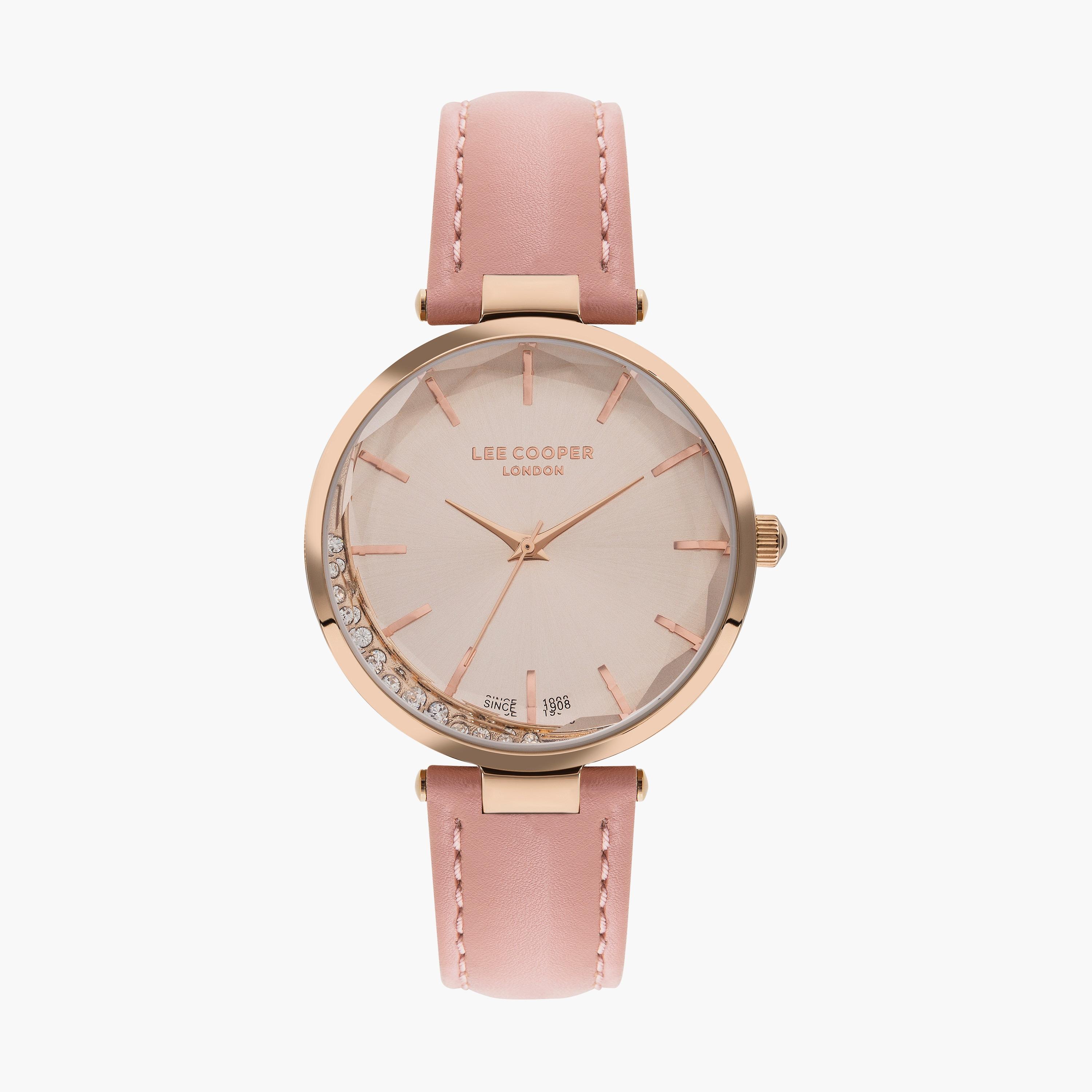 ساعة انالوج من لي كوبر للنساء بسوار جلدي مع لون وردي | LC07602.418-women-watchesandjewellery-watches-image-1