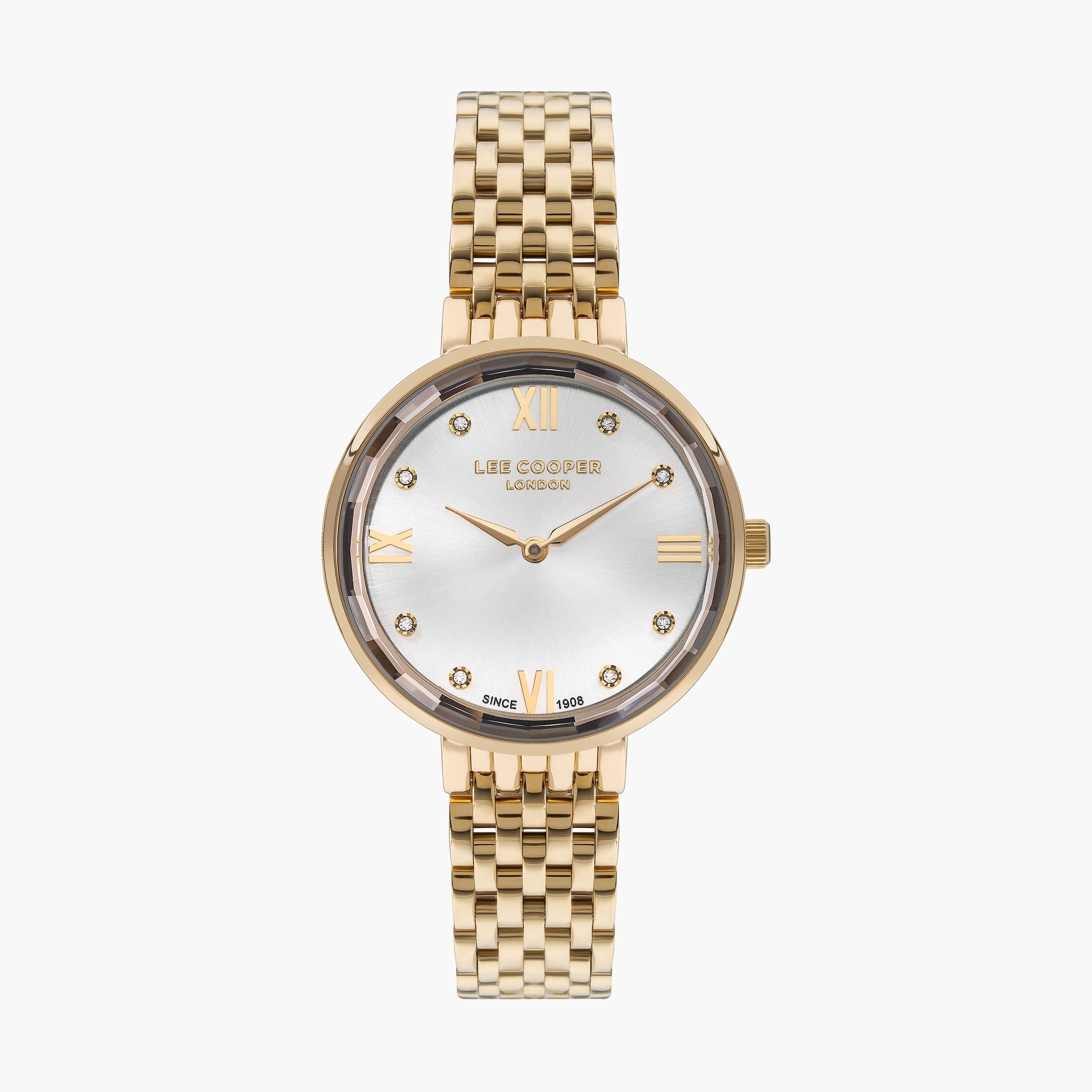 ساعة أنالوج ذهبية بسوار ستانلس ستيل من لي كوبر للنساء | LC07610.130-women-watchesandjewellery-watches-image-1
