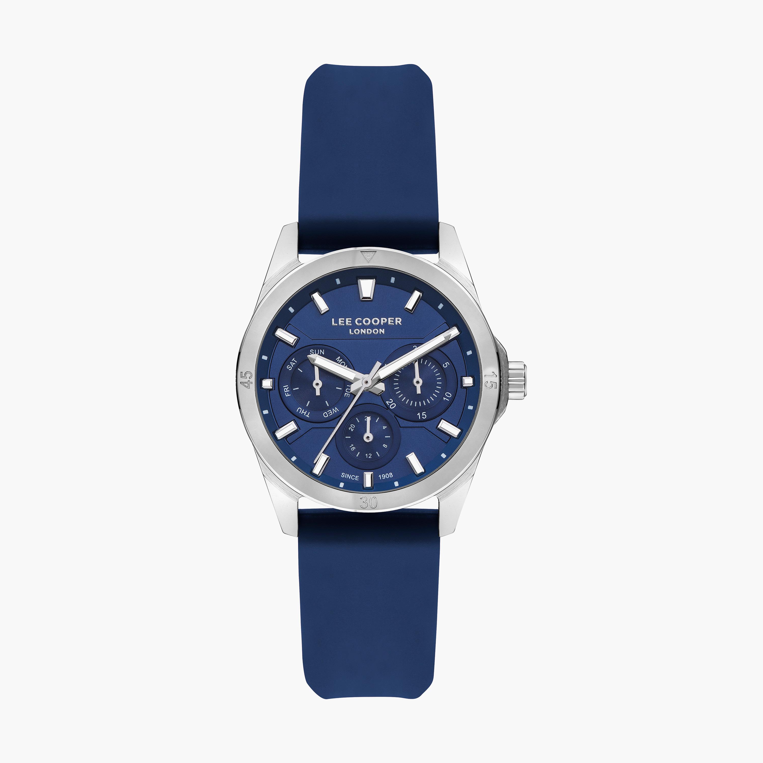 ساعة أنالوج للنساء بسوار سليكون بلون أزرق من لي كوبر | LC07625.399-women-watchesandjewellery-watches-image-1