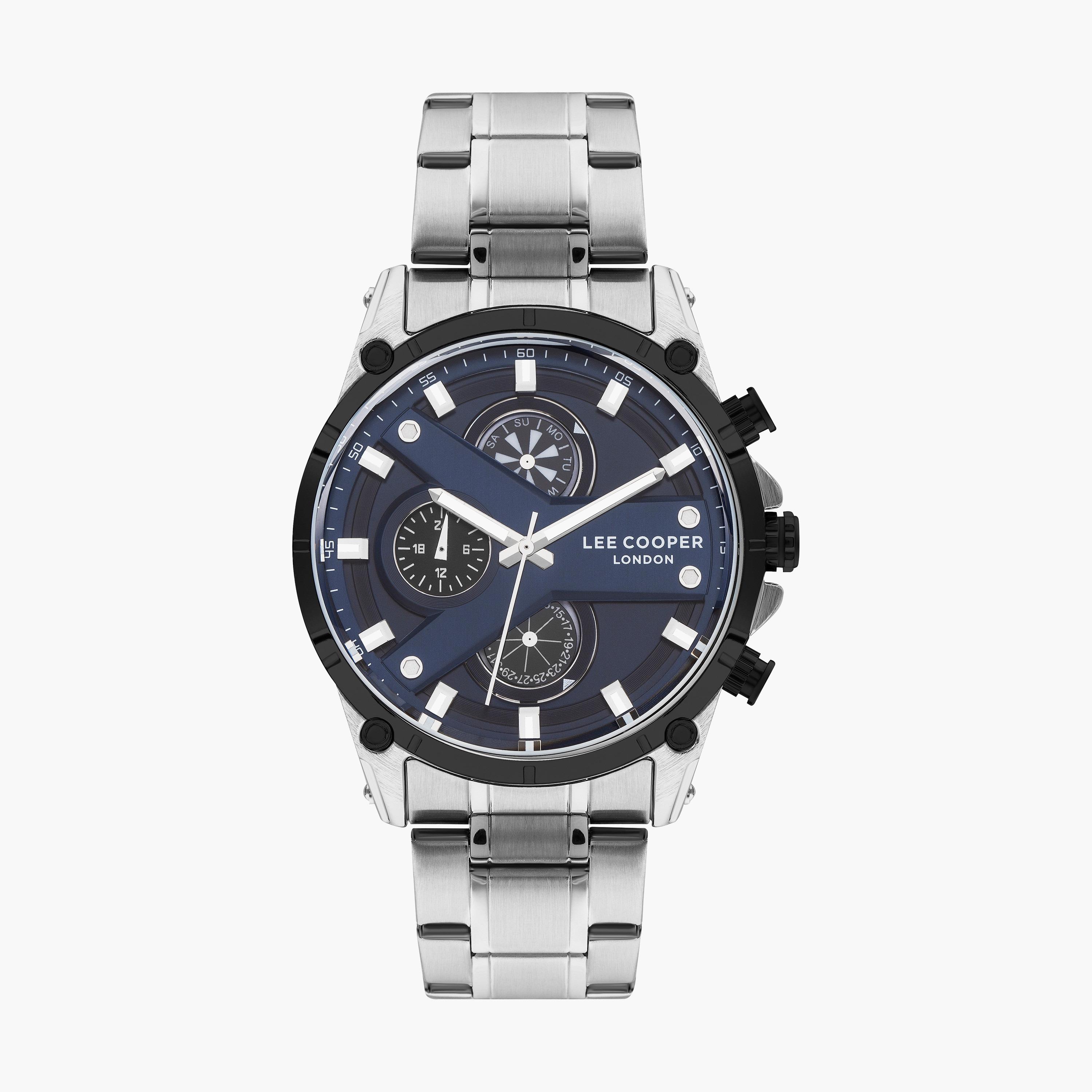 ساعة كرونوغراف فضية بسوار ستانلس ستيل من لي كوبر للرجال | LC07637.390-men-watchesandjewellery-watches-image-1