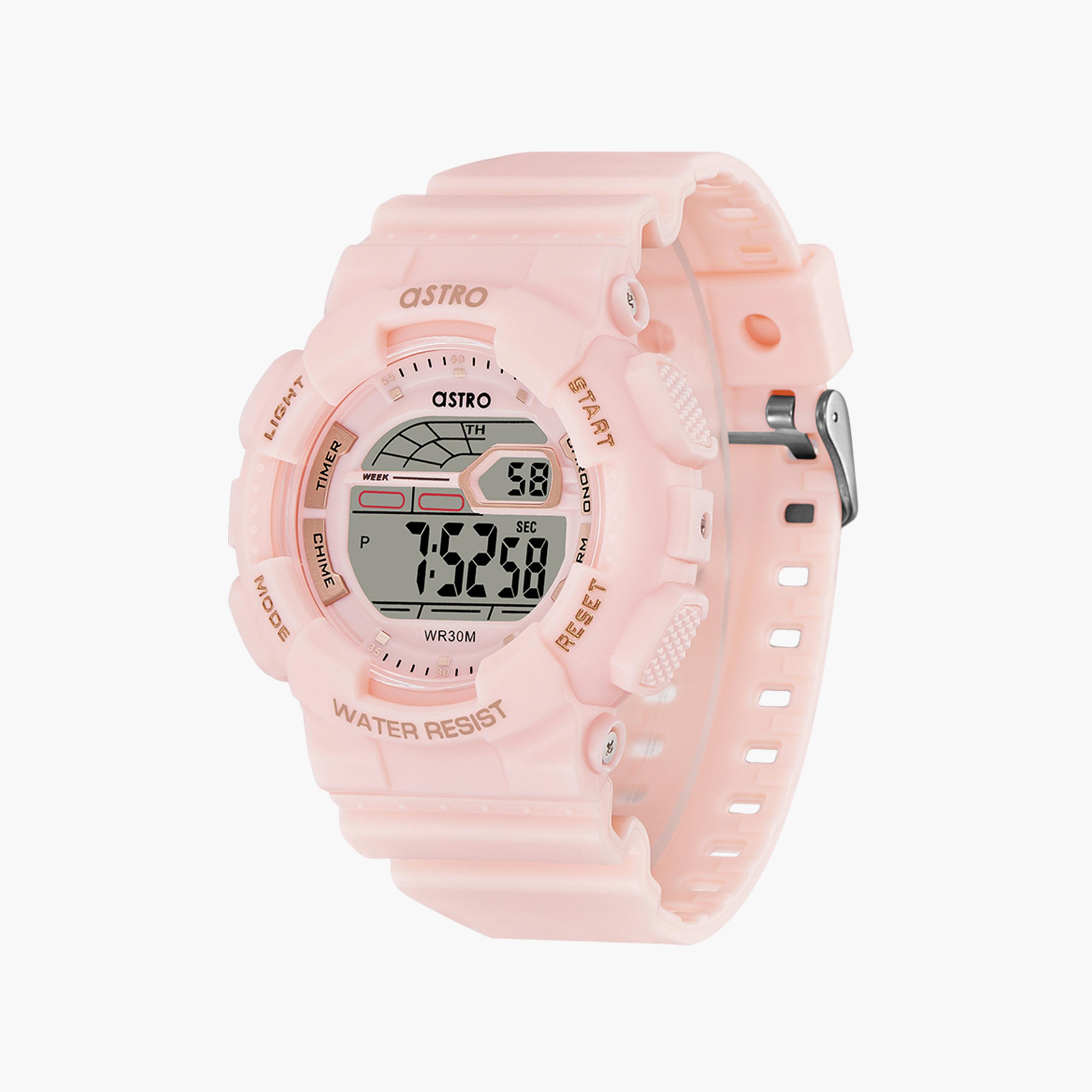 ساعة رقمية للأطفال بسوار سيليكون بلون وردي من أسترو | A22911-PPFF-girls-accessories-watches-image-2