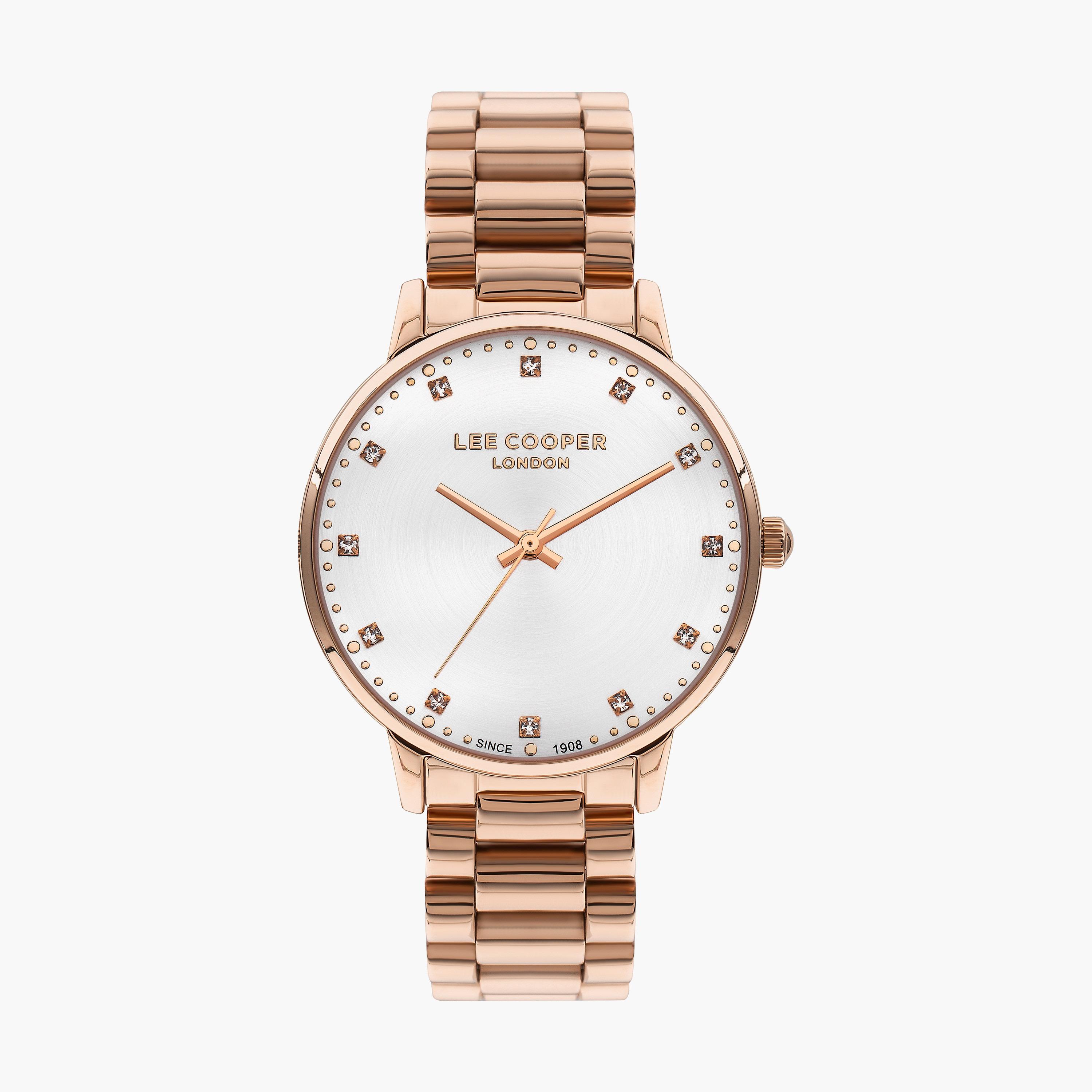 ساعة أنالوج ذهبية وردية بسوار ستانلس ستيل من لي كوبر للنساء | LC07548.430-women-watchesandjewellery-watches-image-1