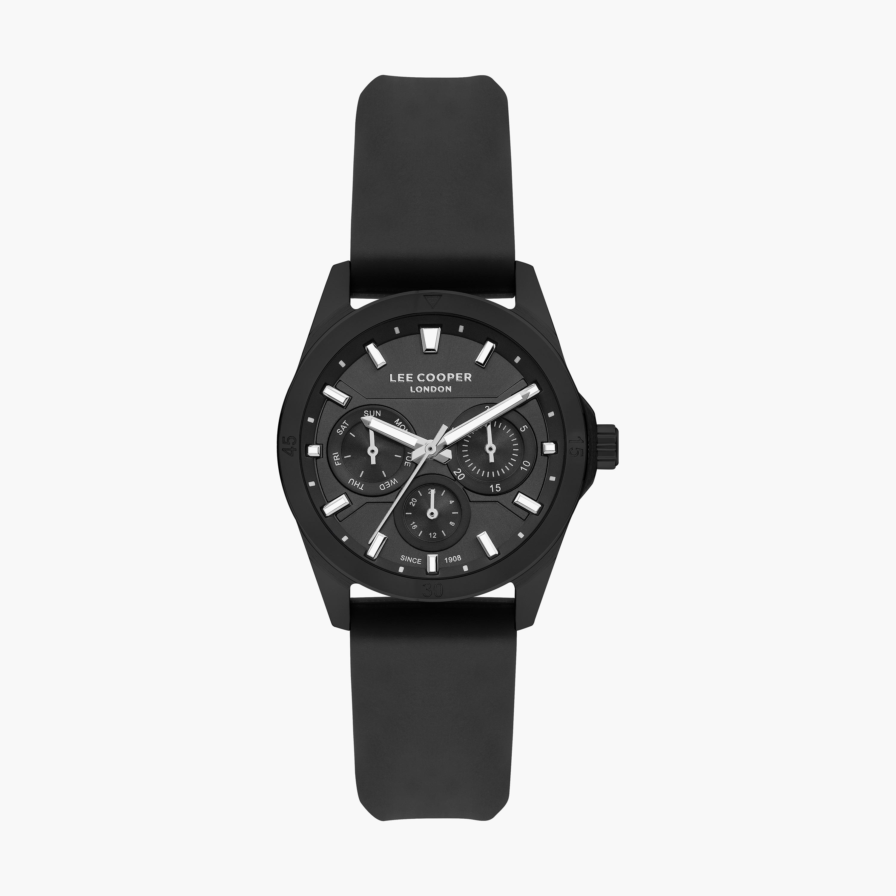 ساعة أنالوج للنساء بسوار سيليكون بلون أسود من لي كوبر | LC07625.651-women-watchesandjewellery-watches-image-1