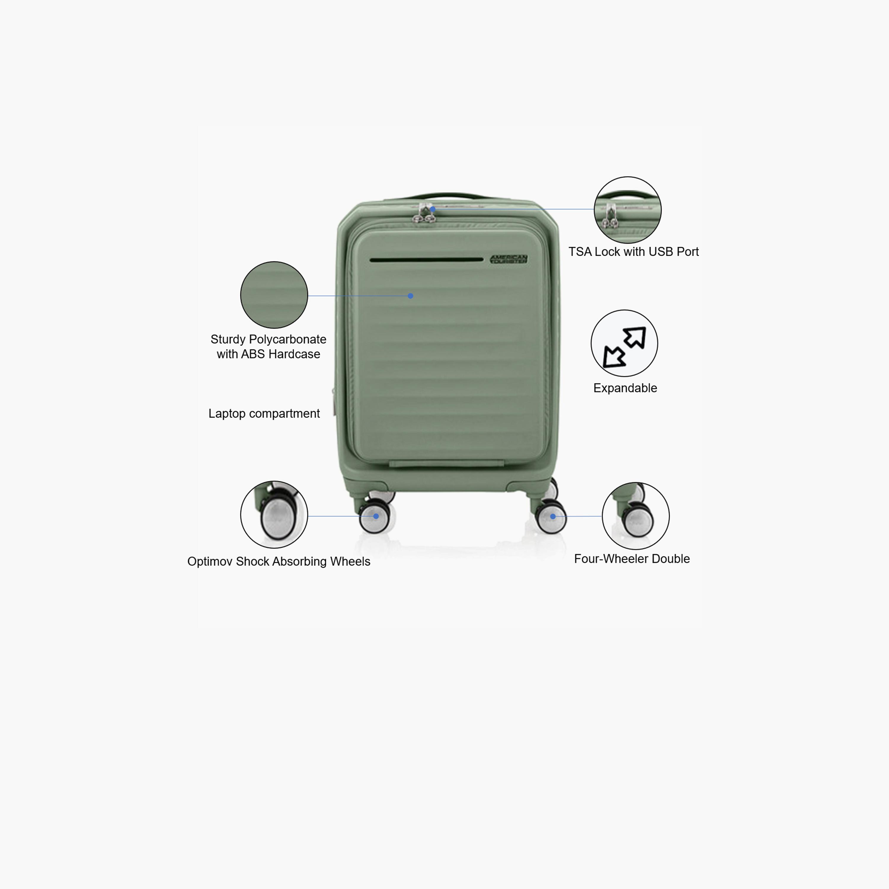 American Tourister Frontec 54 CM Cabin Polycarbonate with ABS Hardcase 4-Wheeler Spinner Luggage Trolley Bag with TSA Lock | 251-2501-004955-travel-luggagesandbags-luggage-image-3