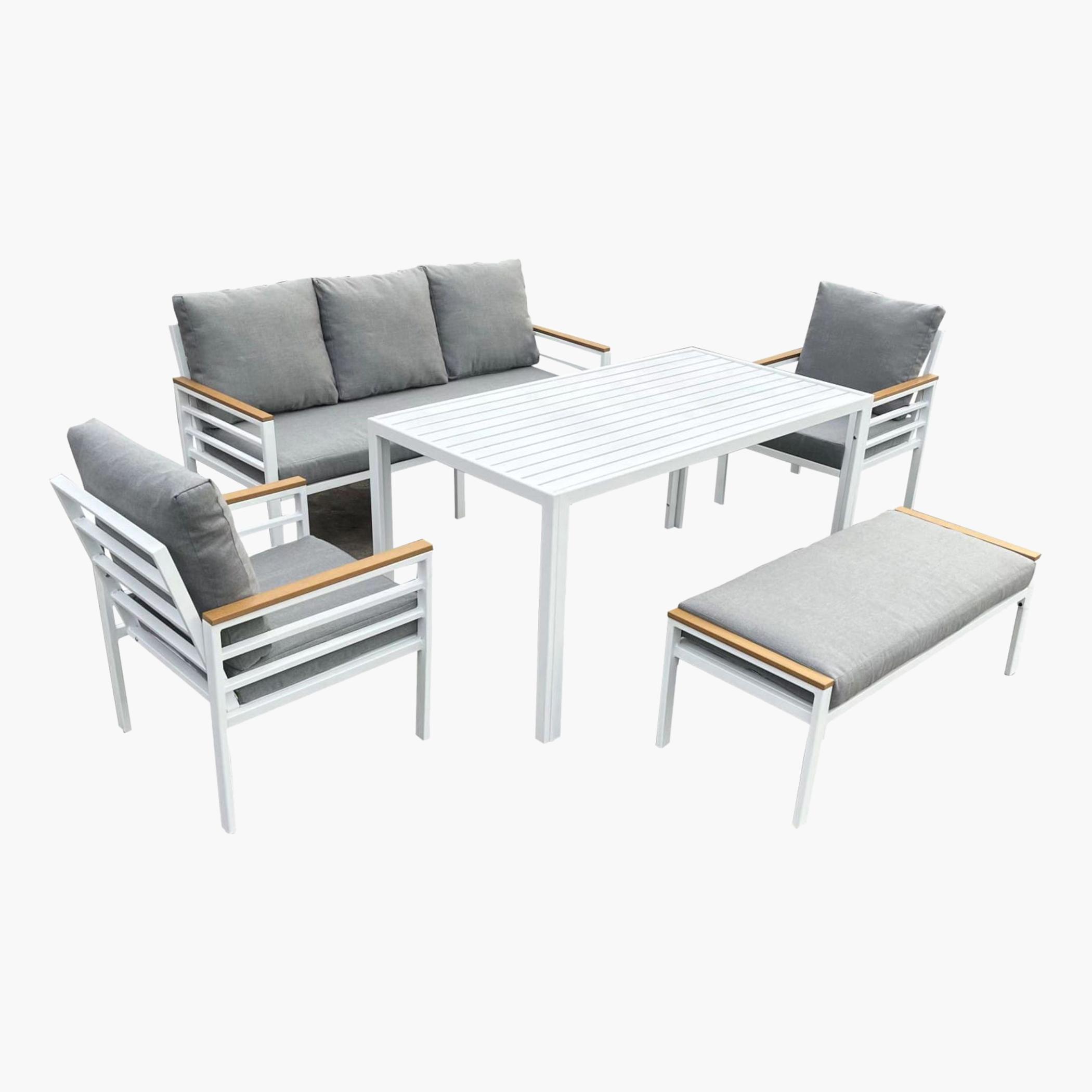 Oasis Casual 7-Seater Fabric Outdoor Sofa Set with Table
