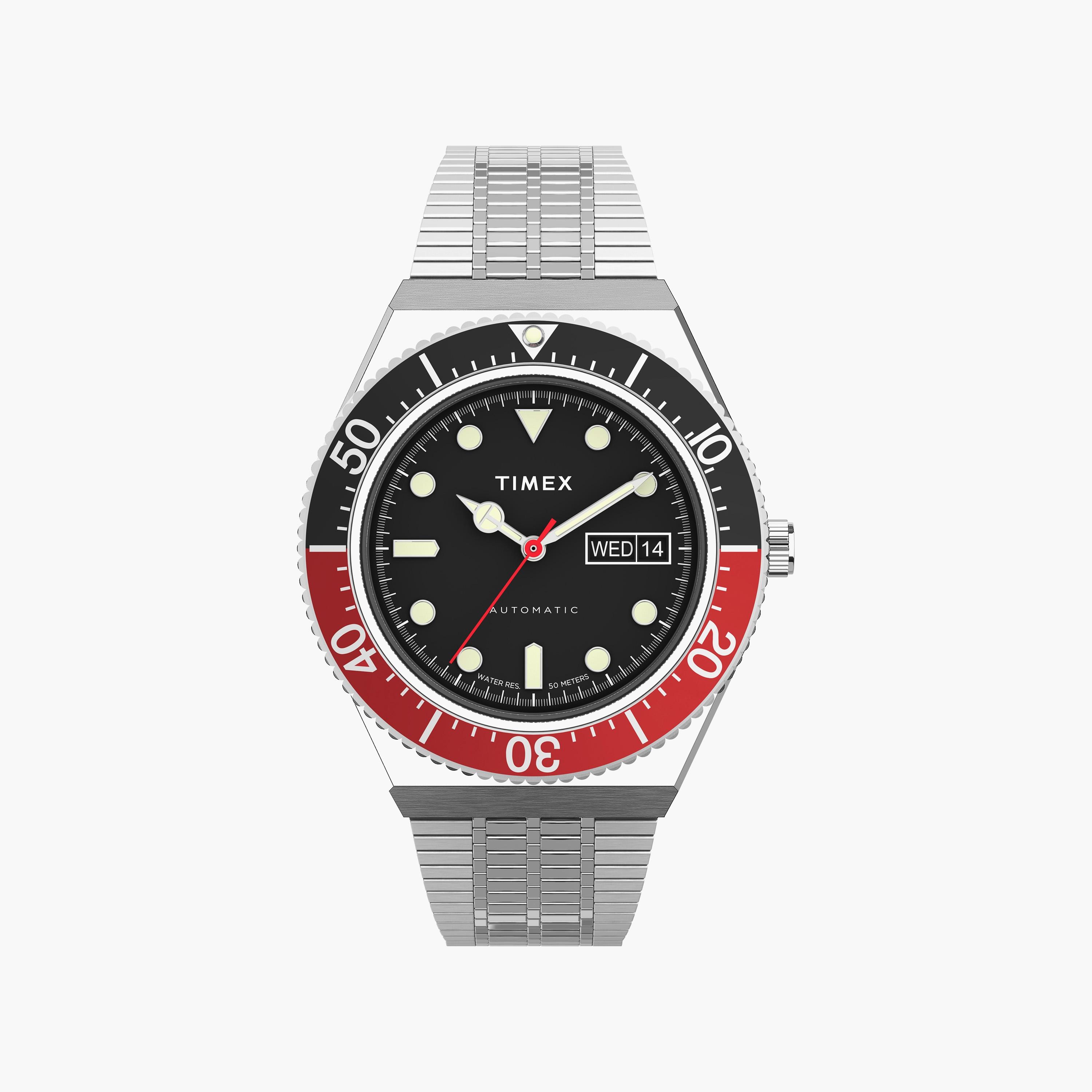 ساعة فضية بسوار ستانلس ستيل أوتوماتيكي من تيميكس للرجال | TW2U83400IN-men-watchesandjewellery-watches-image-1