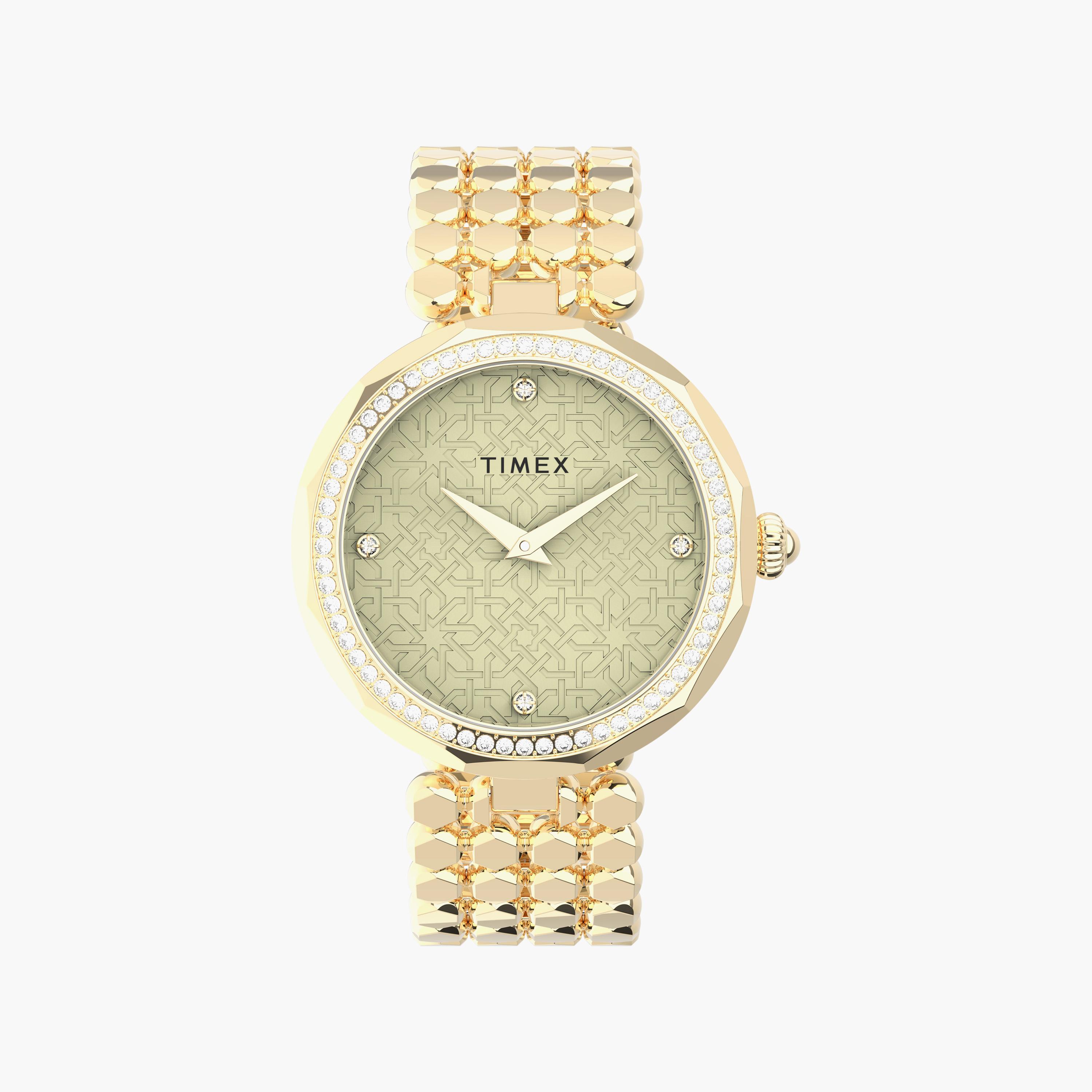 ساعة تايمكس للنساء ذهبية ذات انالوج بسوار نحاسي مع منخفض الرصاص | TW2V02500VM-women-watchesandjewellery-watches-image-1