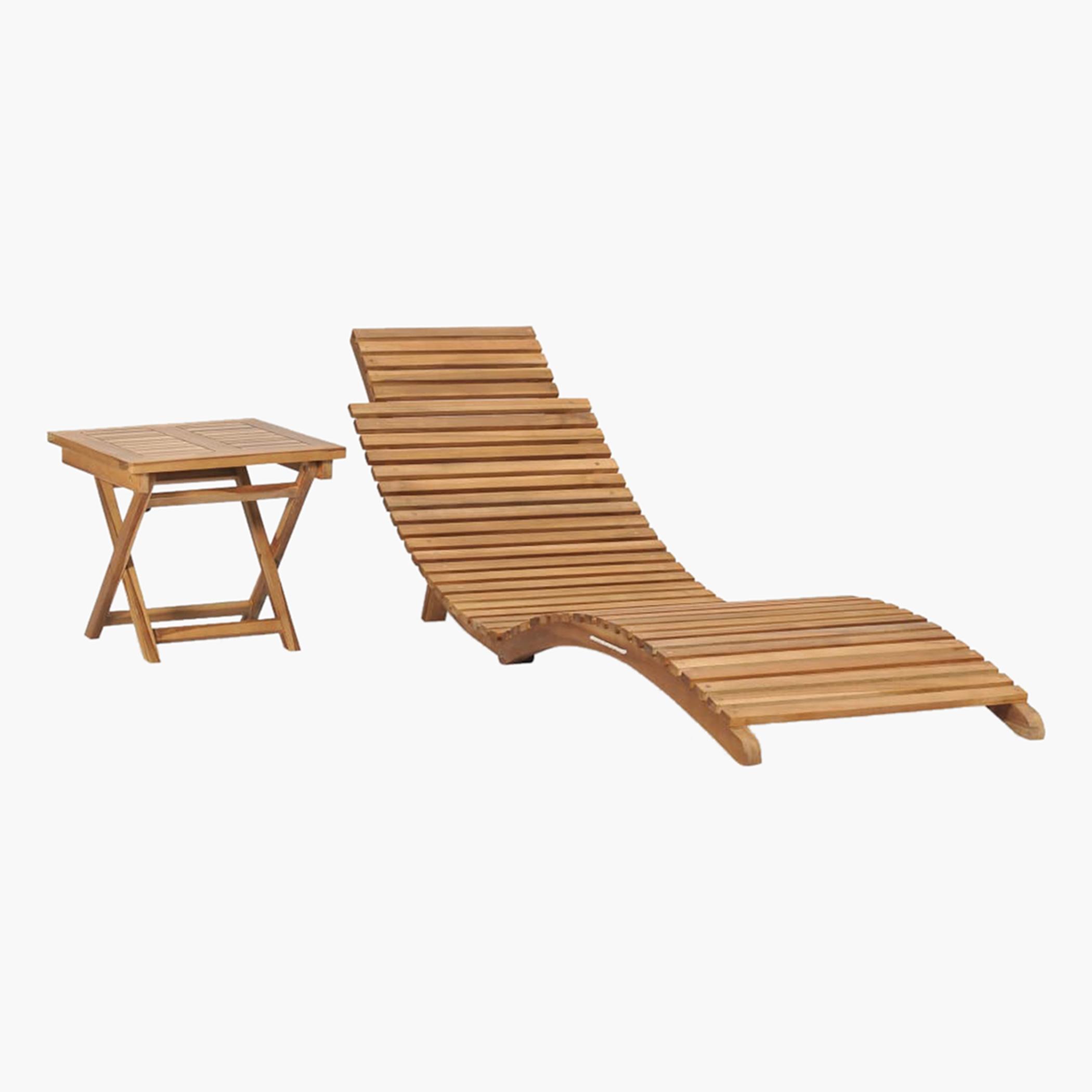 VidaXL Outdoor Foldable Sun Lounger with Table