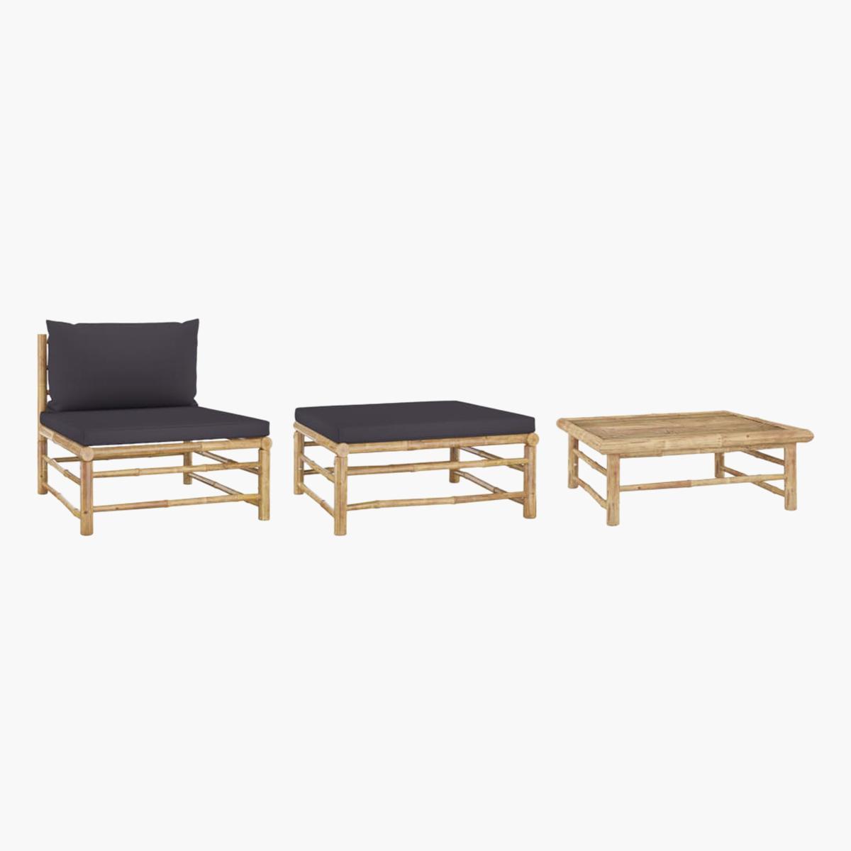 VidaXL Outdoor Cushioned Lounge Sofa with Footstool and Table