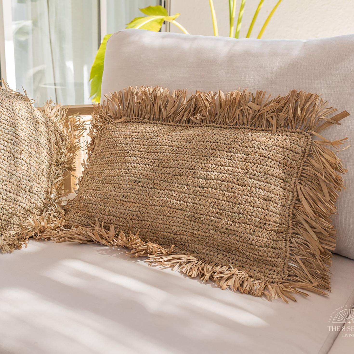 The 8 Senses Living Raffia Natural Jute Cushion - 50x30 cm