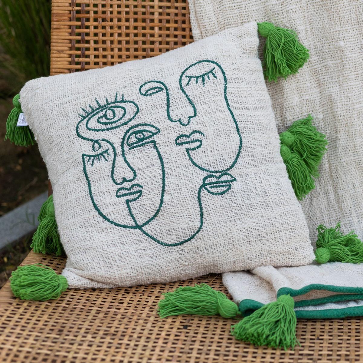 The 8 Senses Living Picasso Embroidered Cushion - 40x40 cm