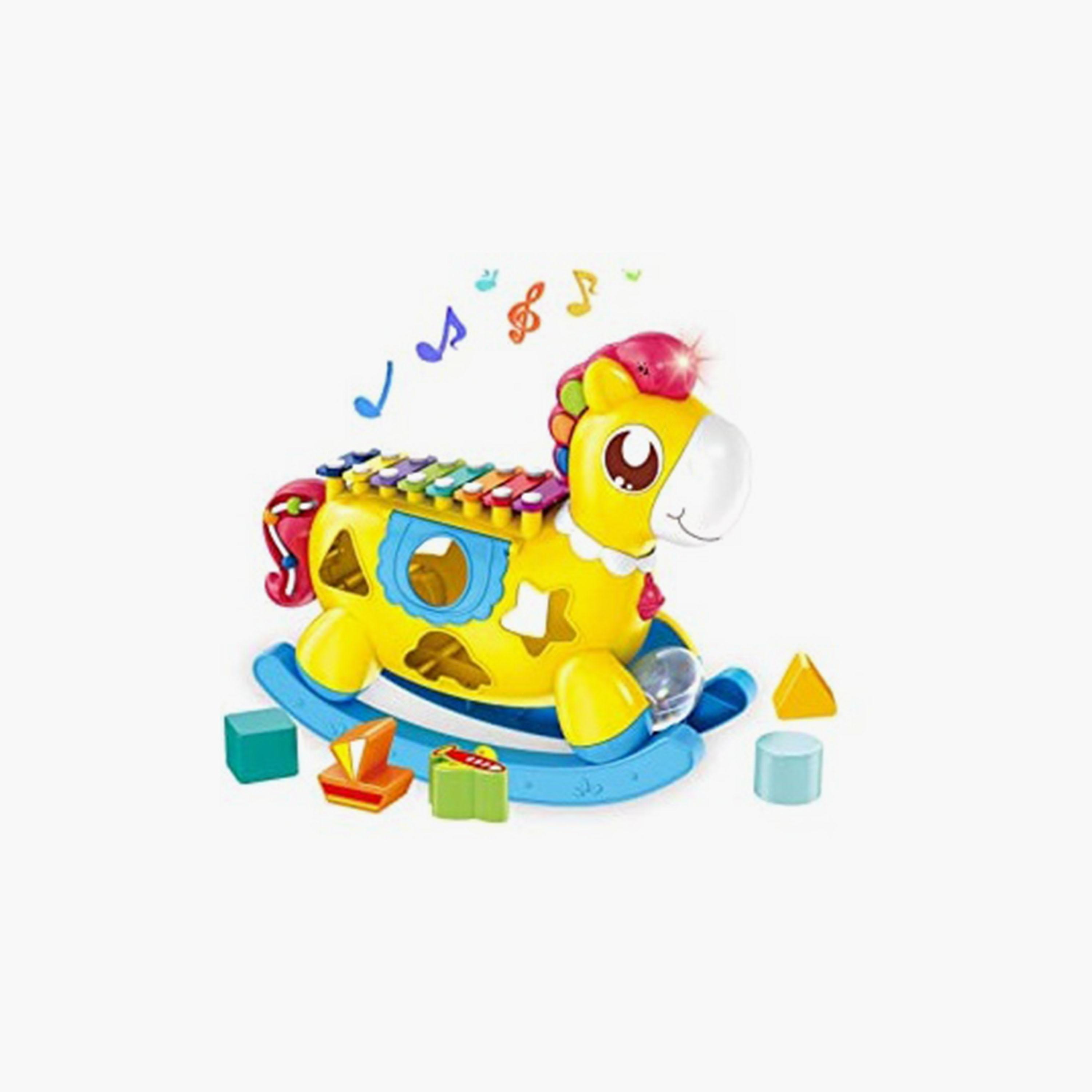 Huanger Musical Horse Rocker with Stacking Toys-toys-babyandtoddlertoys-lightsandmusicaltoys-image-1