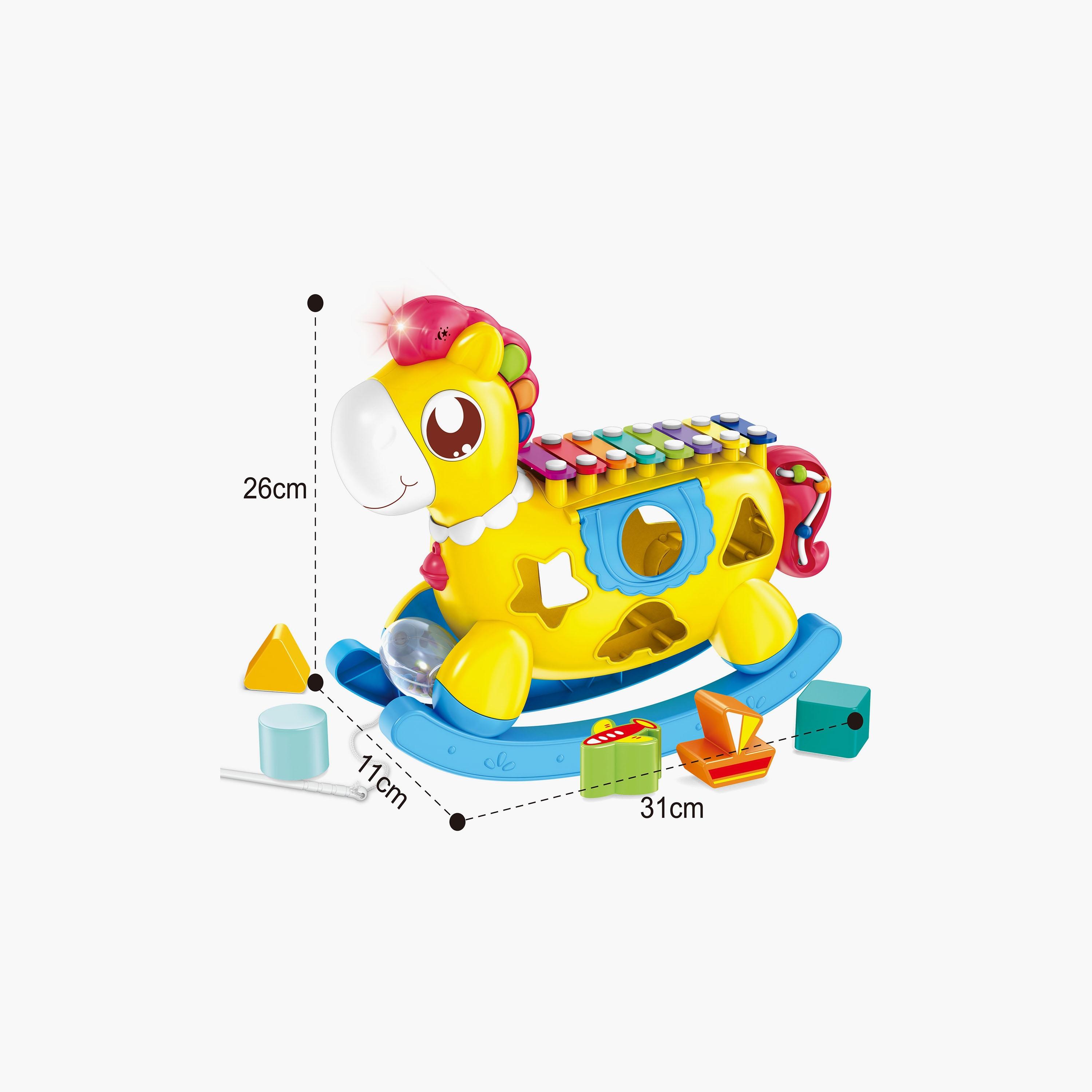 Huanger Musical Horse Rocker with Stacking Toys-toys-babyandtoddlertoys-lightsandmusicaltoys-image-2