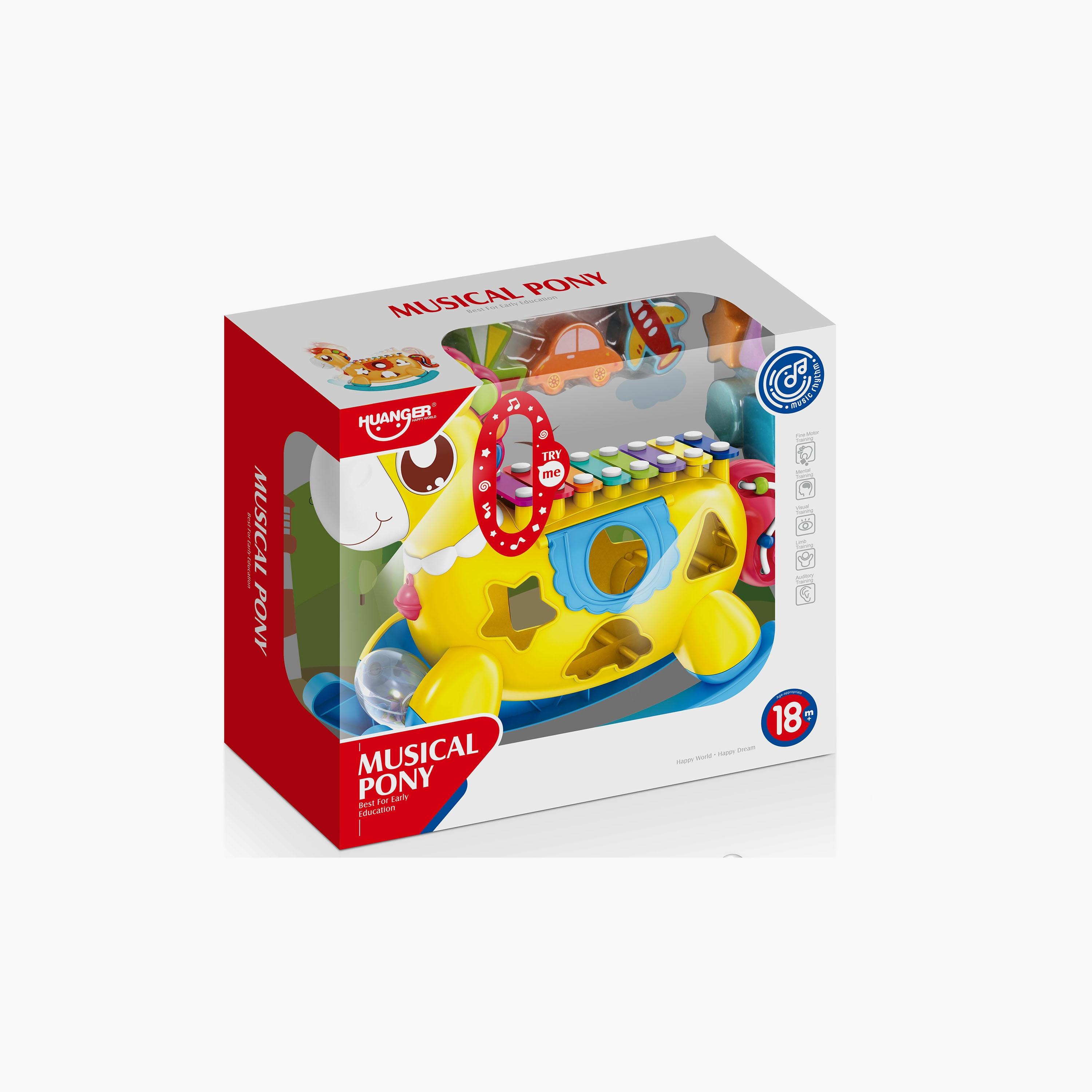 Huanger Musical Horse Rocker with Stacking Toys-toys-babyandtoddlertoys-lightsandmusicaltoys-image-3