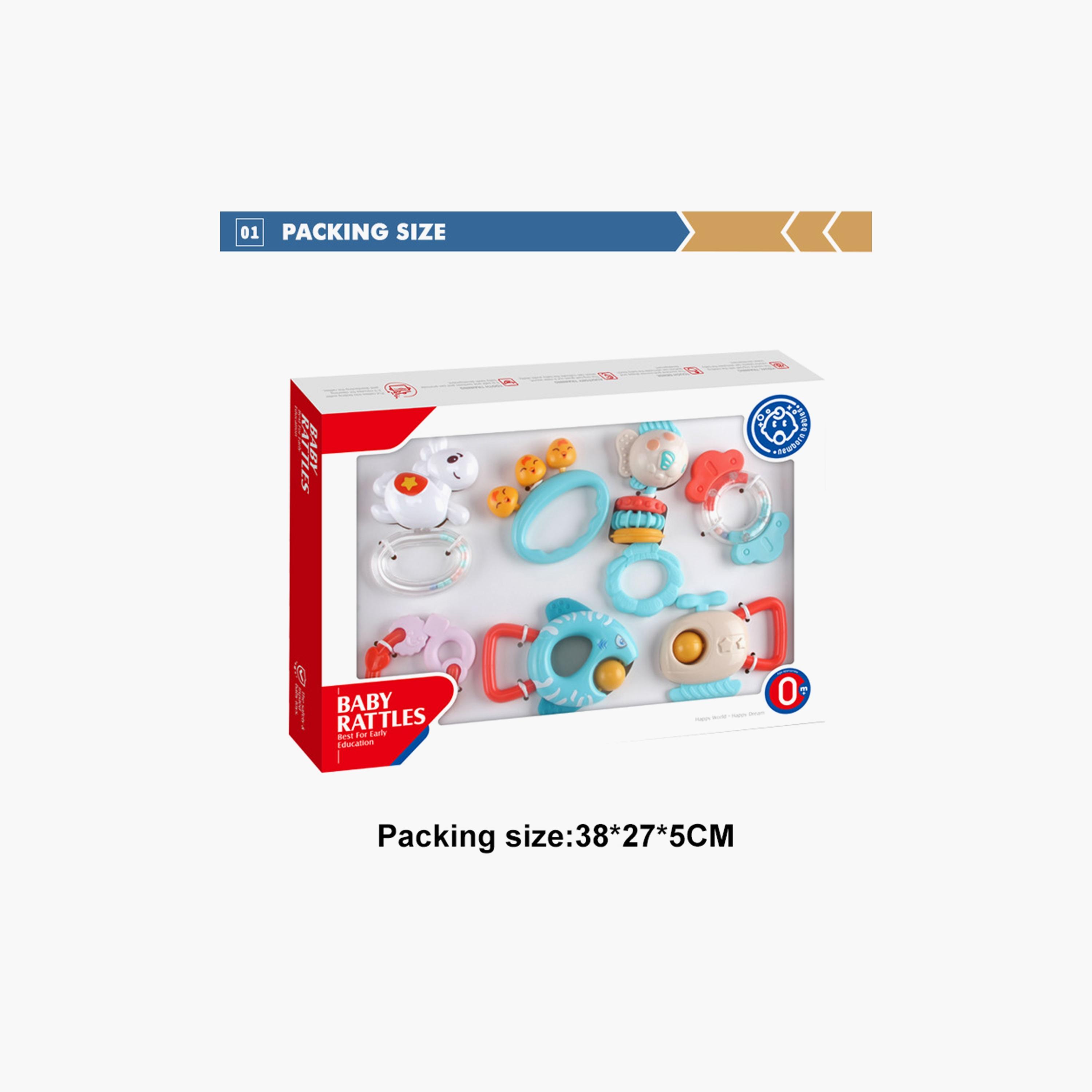 مجموعة هدايا خشخيشات وعضاضة 7 قطع من هوانجر -toys-babyandtoddlertoys-rattlesandteethers-image-1