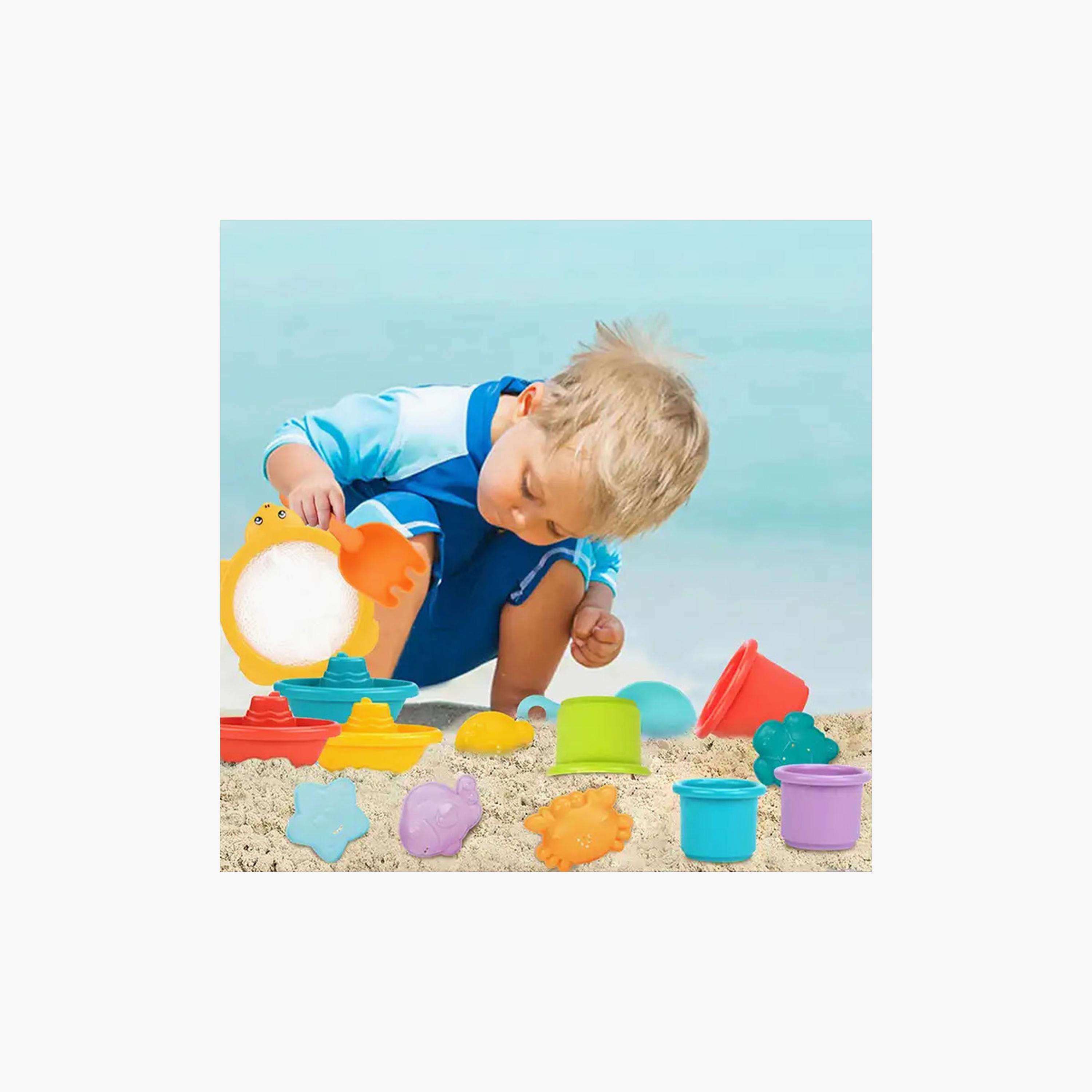 Huanger 15-Piece Sand Beach & Water Bath Toy set-toys-outdoor-poolandbeach-beachtoys-image-4