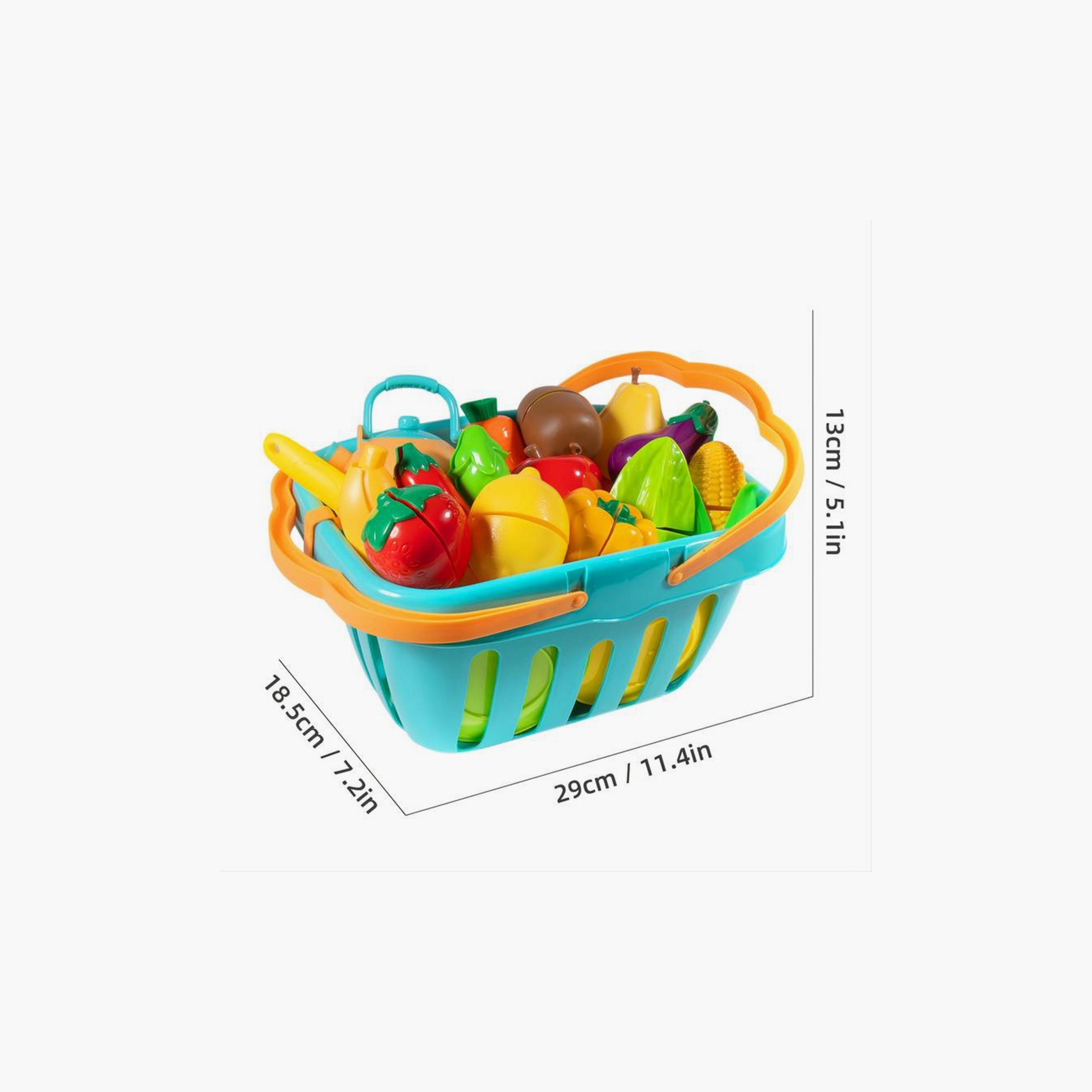 مجموعة ألعاب الفواكه والخضروات في السلة  33 قطعة من ليتل أنجل-toys-roleplay-playfoods-image-5