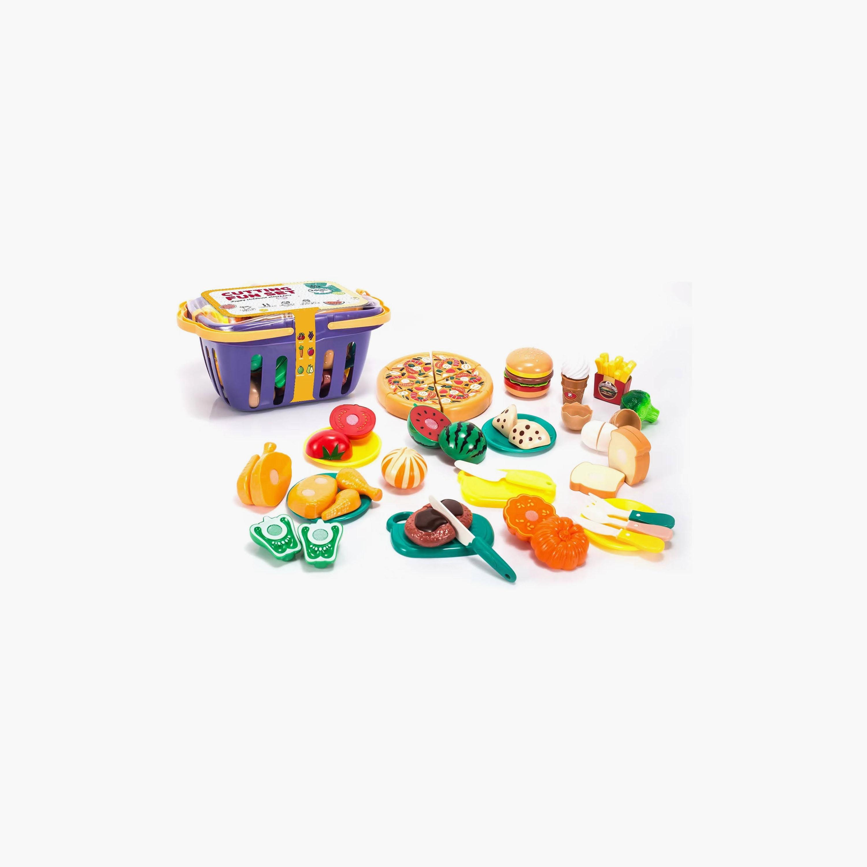 Little Angel 26-Piece Fruits & Vegetables In Basket Toy Set-toys-roleplay-playfoods-image-1
