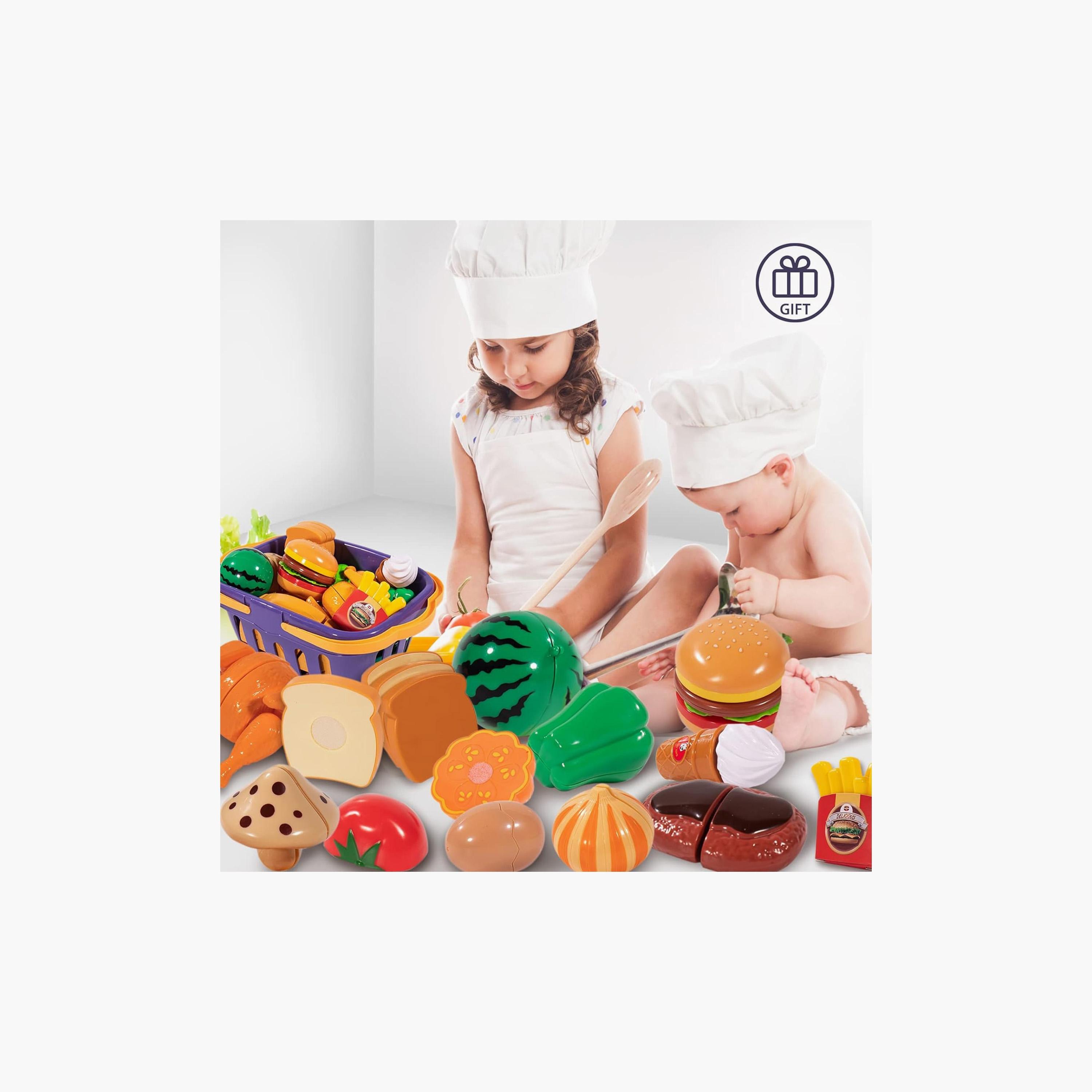 Little Angel 26-Piece Fruits & Vegetables In Basket Toy Set-toys-roleplay-playfoods-image-5