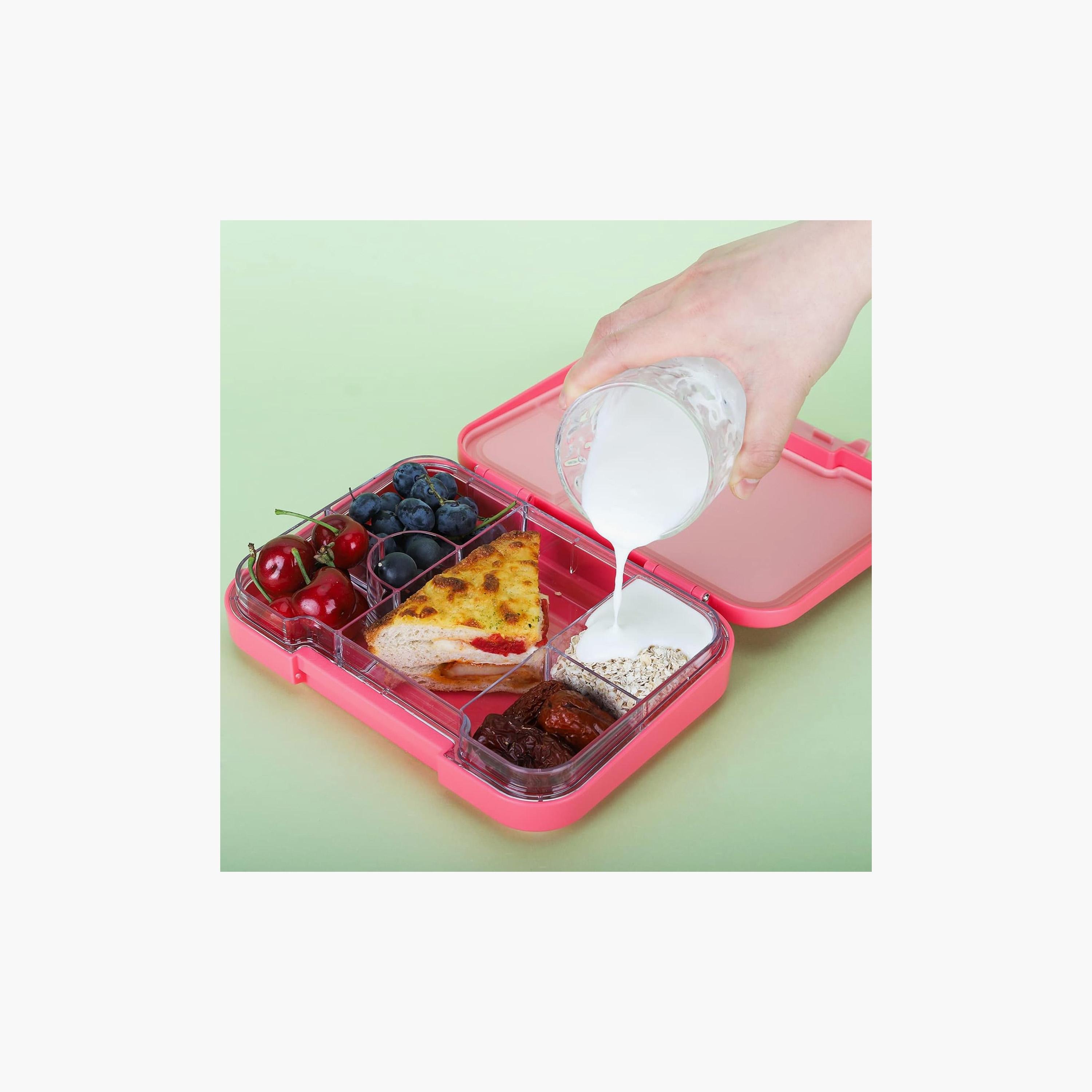 صندوق غداء بينتو مع 6 أقسام ومعلقة شوكة من ليتل أنجل ، وردي-school-lunchessentials-lunchboxes-image-3