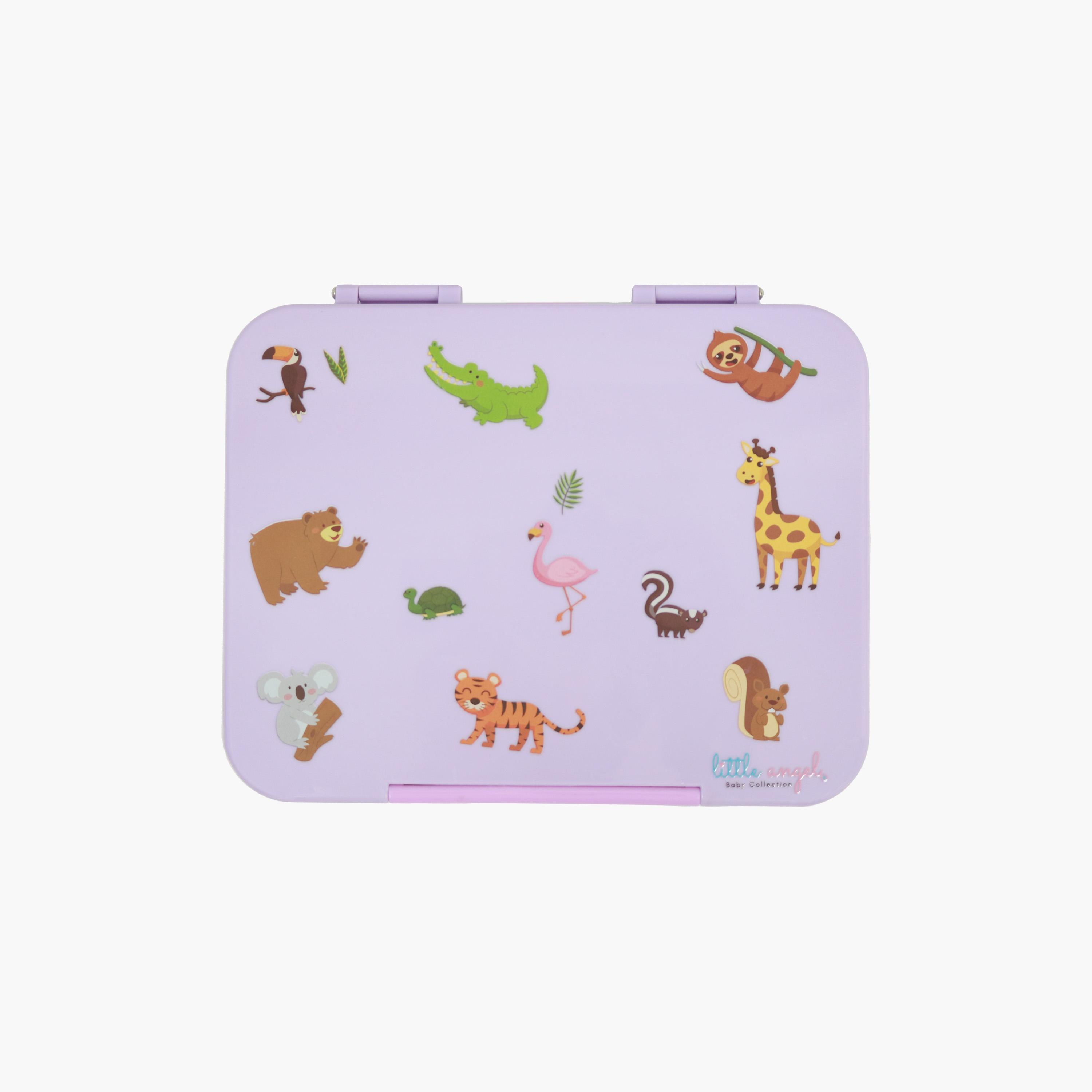 Little Angel Bento Lunch Box with 6 Compartments & Spork, Purple-school-lunchessentials-lunchboxes-image-1