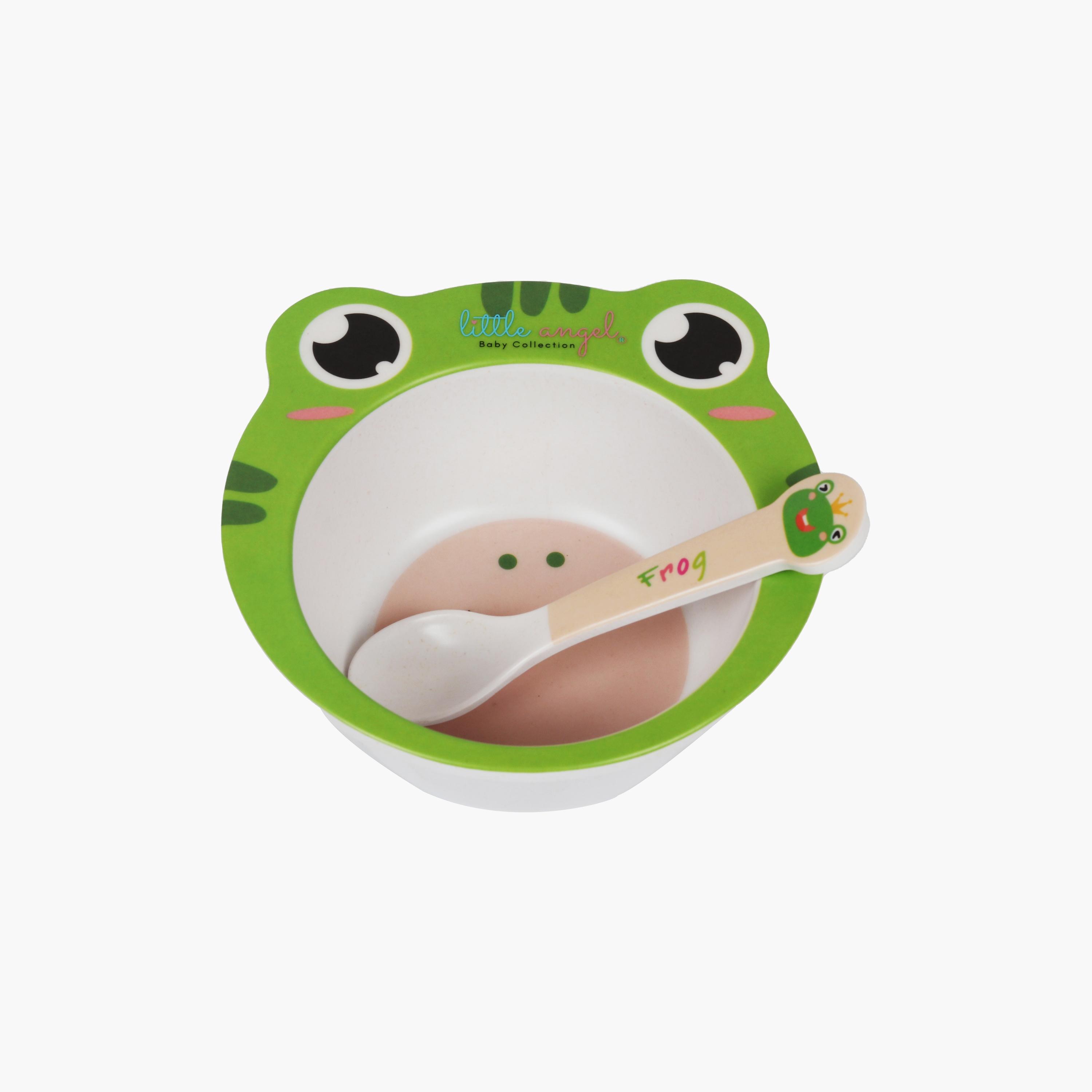 مجموعة وعاء الضفدع مع ملعقة من ليتل أنجل-baby-feeding-mealtimeessentials-image-1