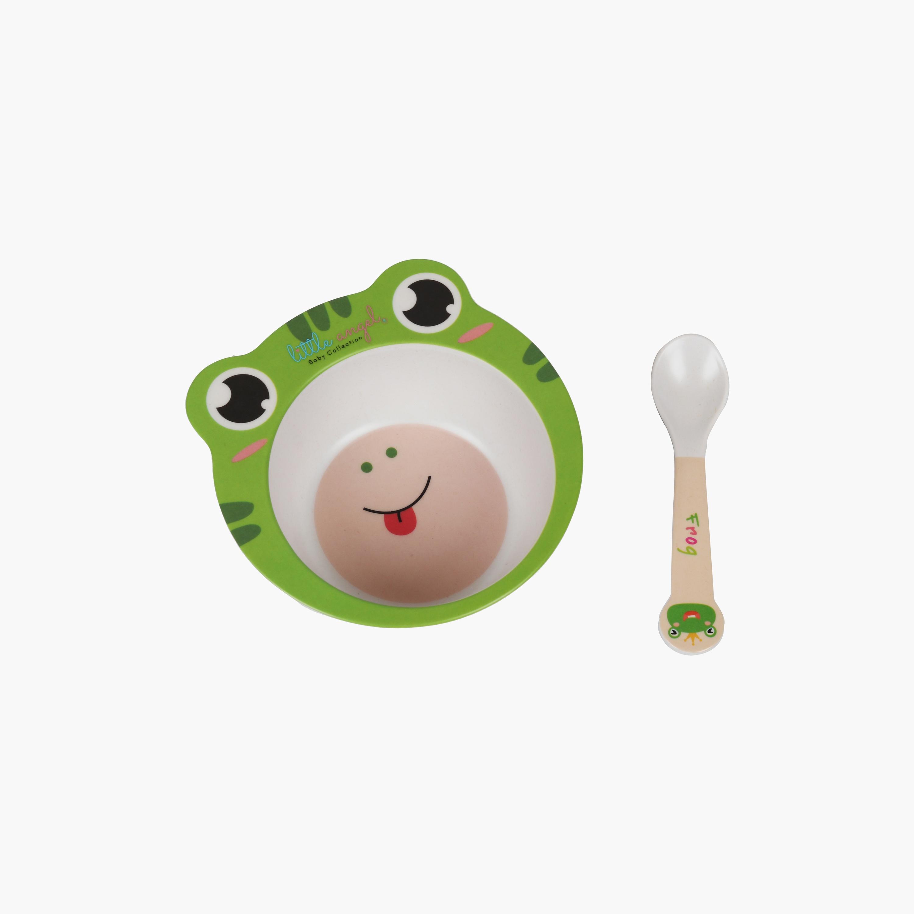 مجموعة وعاء الضفدع مع ملعقة من ليتل أنجل-baby-feeding-mealtimeessentials-image-3