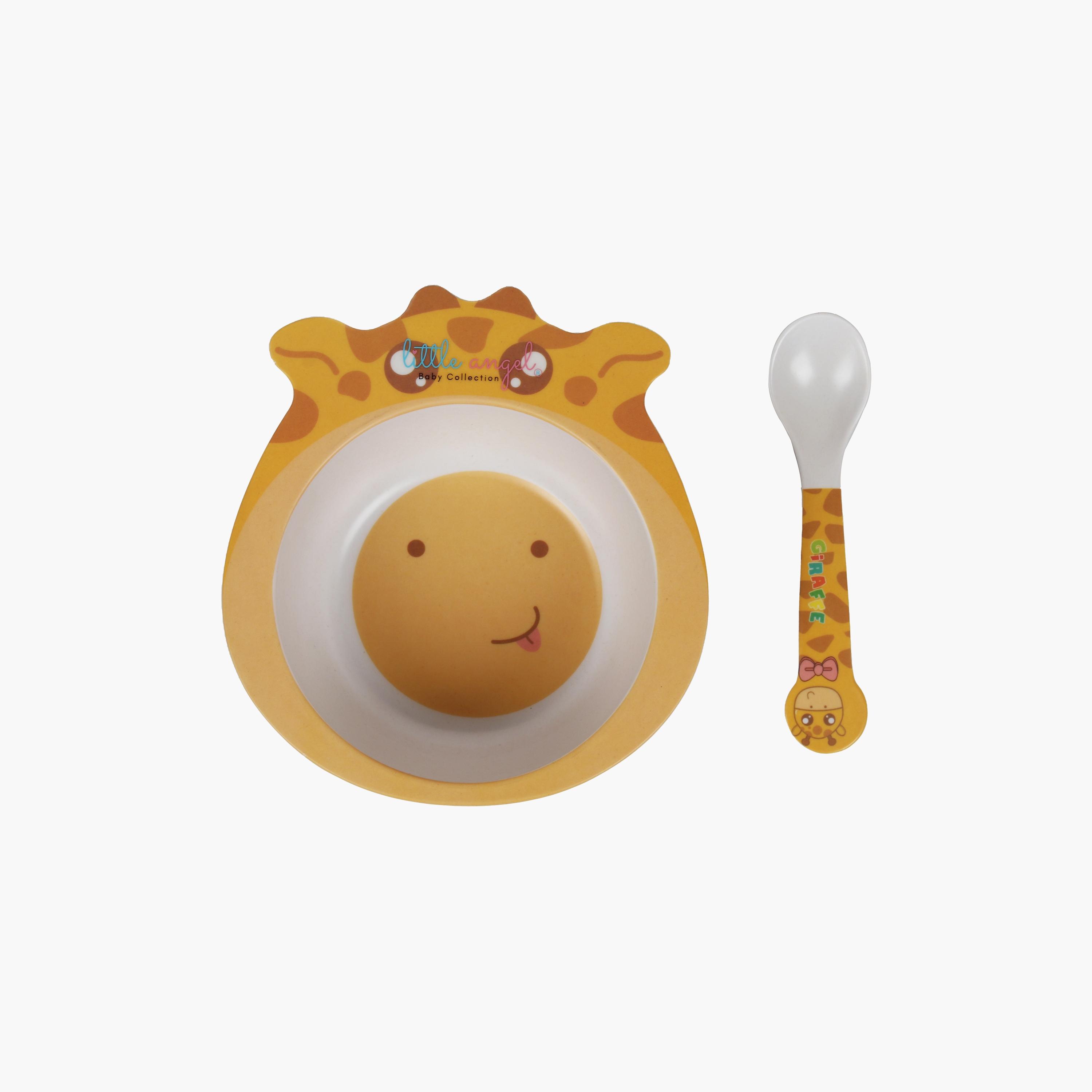 مجموعة وعاء الزرافة مع ملعقة من ليتل أنجل-baby-feeding-mealtimeessentials-image-2