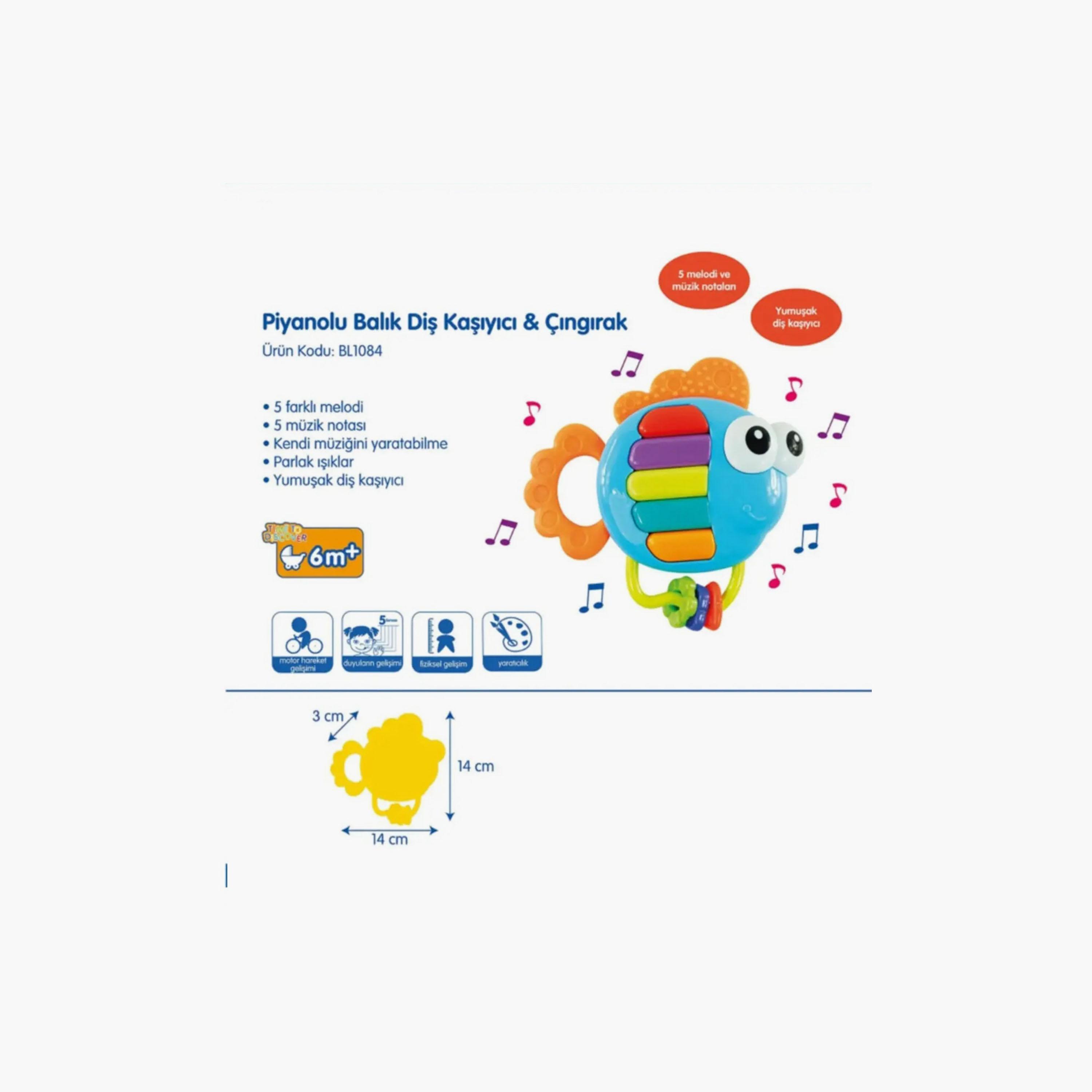 Little Angel Musical Piano Fish Rattle Teether Toy-toys-babyandtoddlertoys-rattlesandteethers-image-4