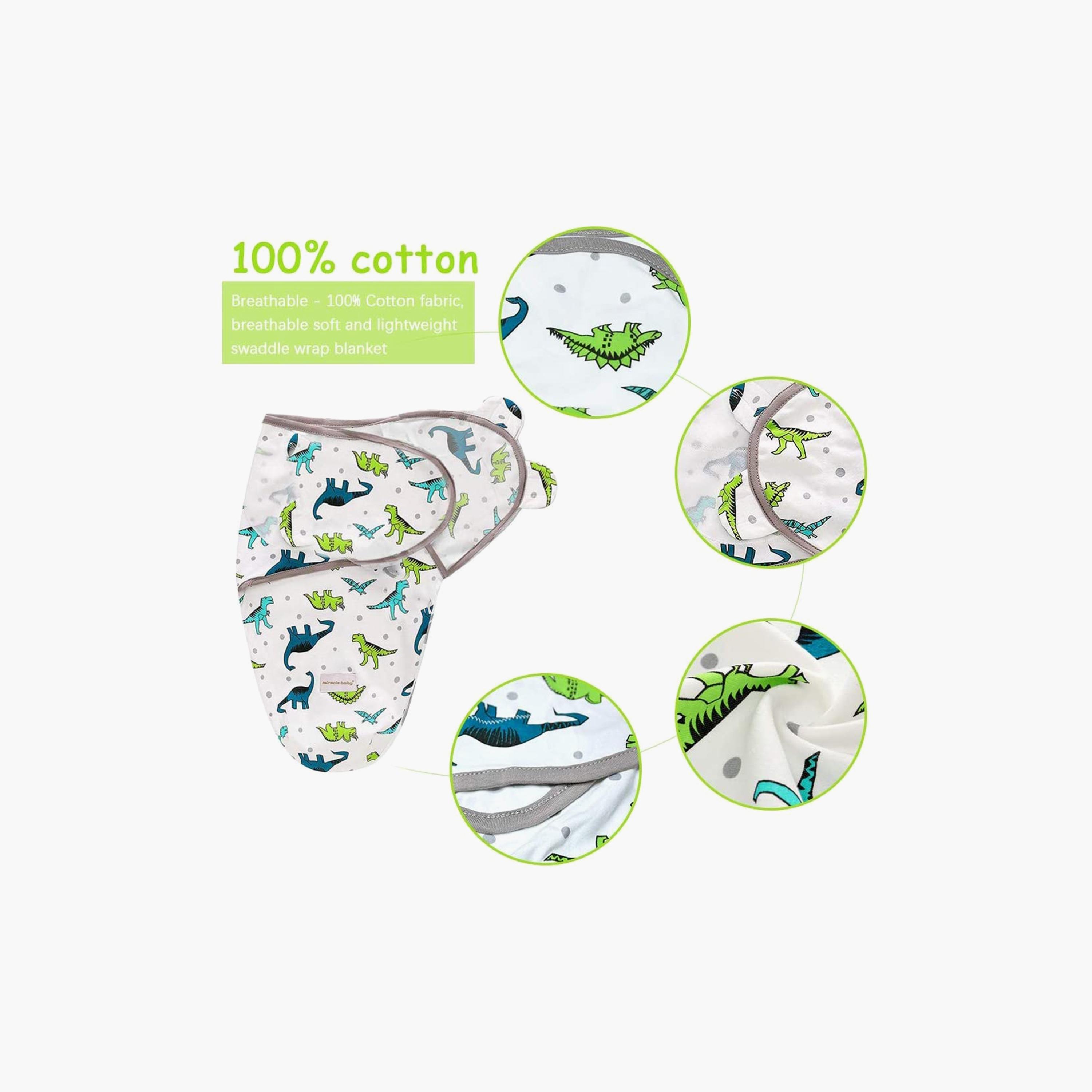 بطانية قماط قطن 100% من ميراكل بيبي-baby-nursery-blanketsandswaddles-swaddlesandsleepingbags-image-2