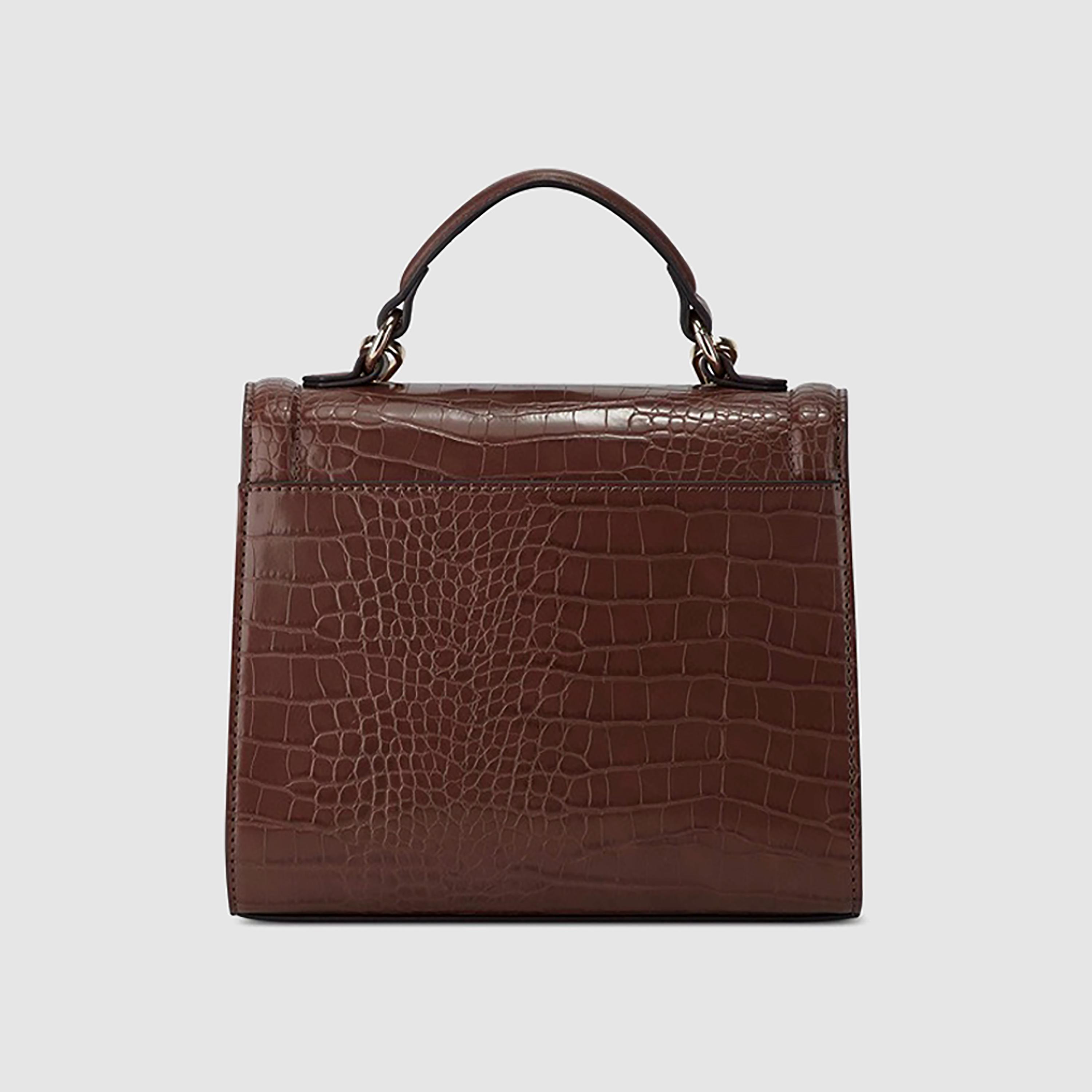 Nine West Croc Textured Satchel Bag with Snap Button and Detachable Strap-women-bagsandwallets-handbags-image-4
