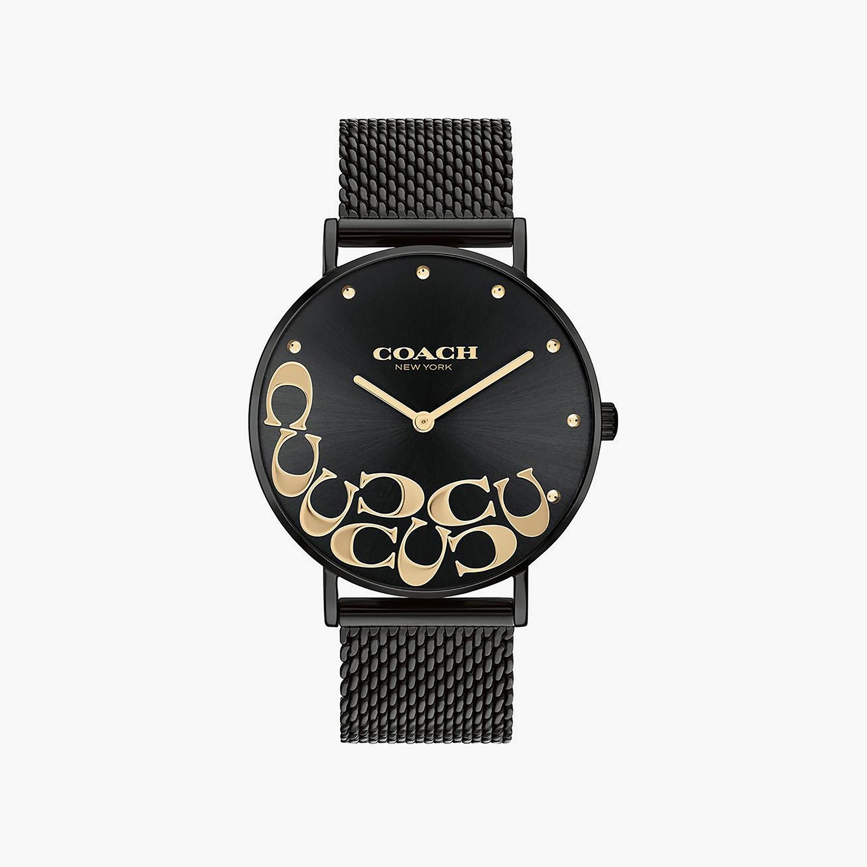 ساعة أنالوج سوداء بسوار ستانلس ستيل من كوتش للنساء | 14503826-women-watchesandjewellery-watches-image-1
