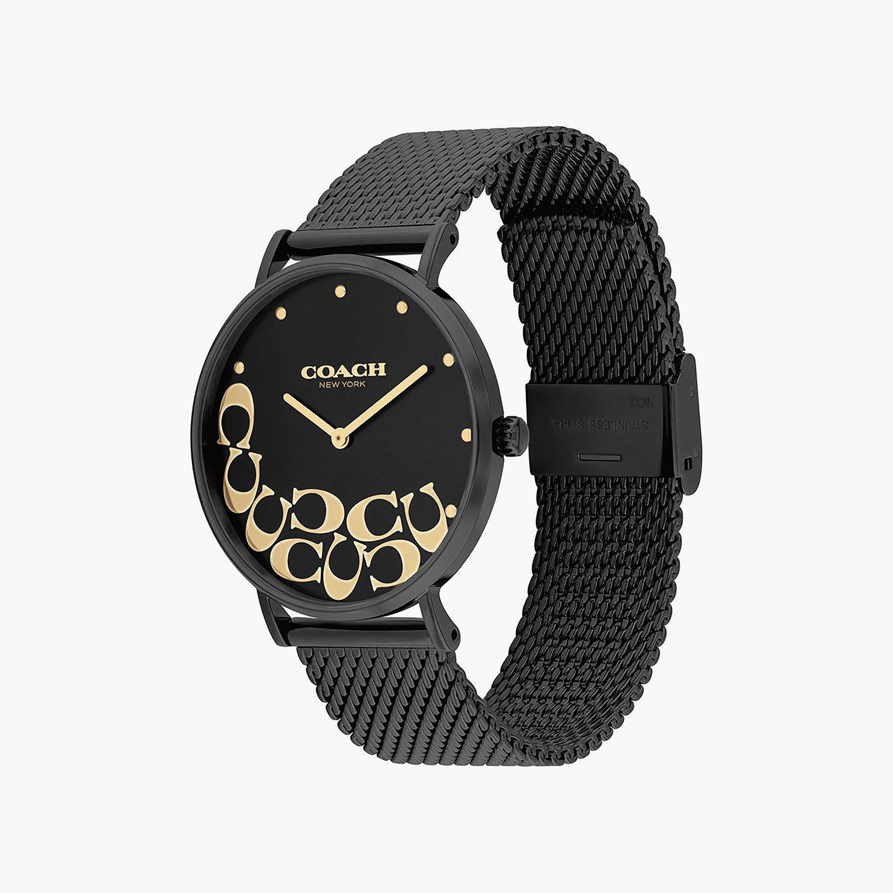 ساعة أنالوج سوداء بسوار ستانلس ستيل من كوتش للنساء | 14503826-women-watchesandjewellery-watches-image-2