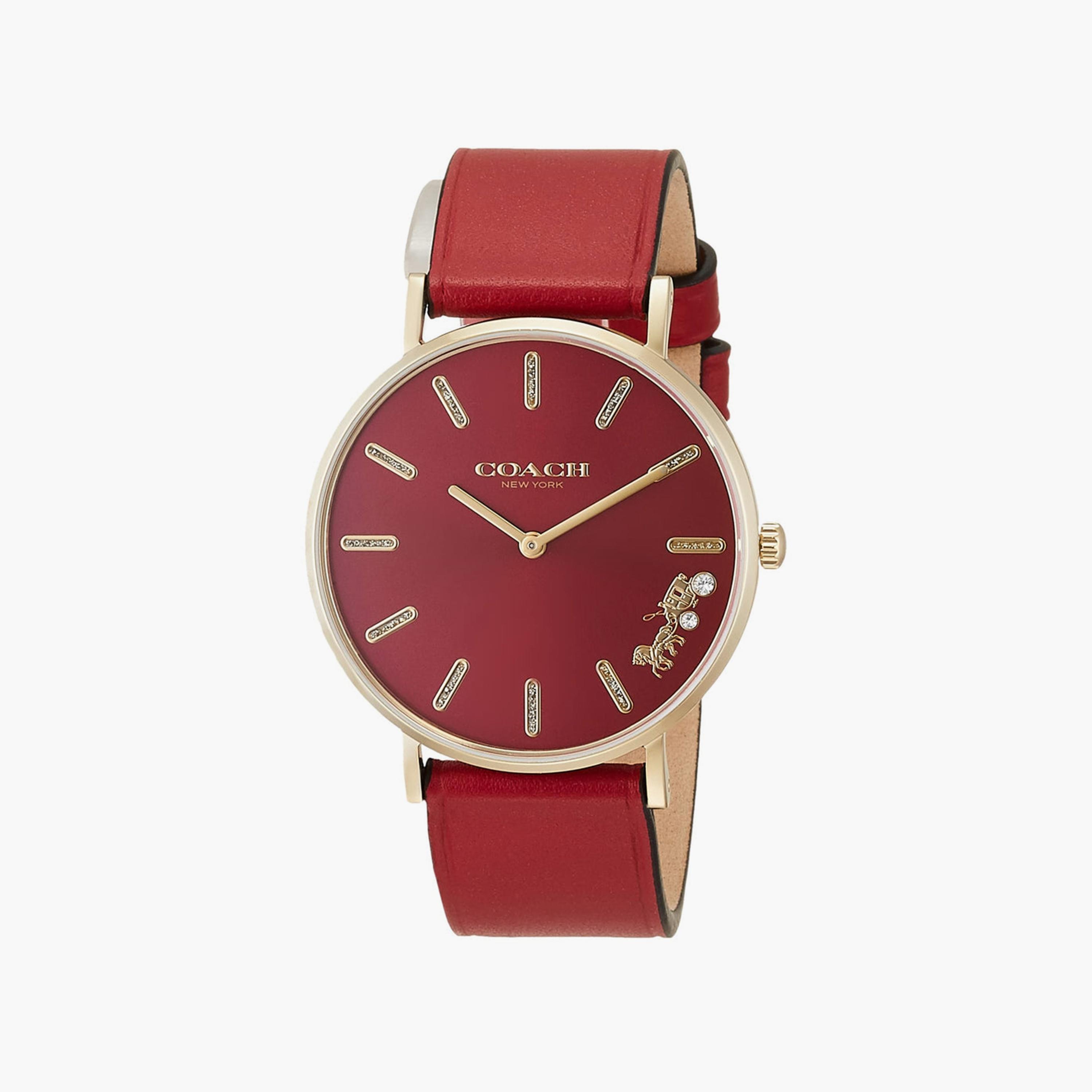 ساعة انالوج من كوتش للنساء بسوار جلدي مع لون احمر | 14503852-women-watchesandjewellery-watches-image-1
