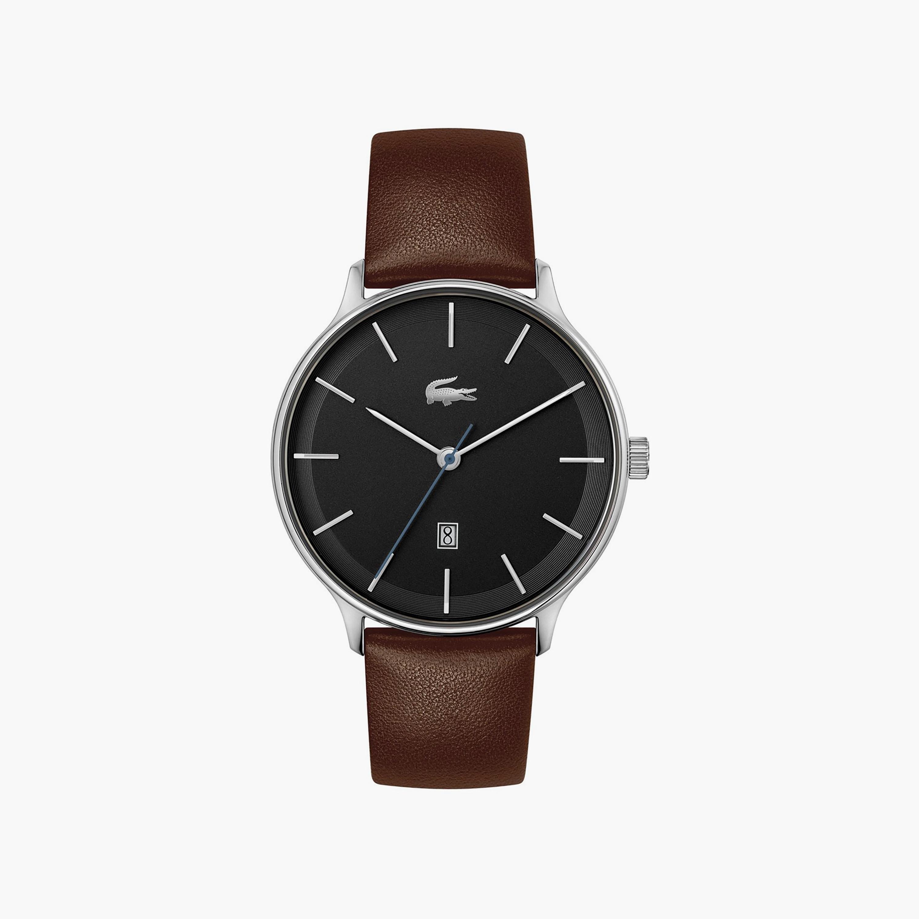 ساعة أنالوج بسوار جلدي بني للرجال من لاكوست | 2011222-men-watchesandjewellery-watches-image-1