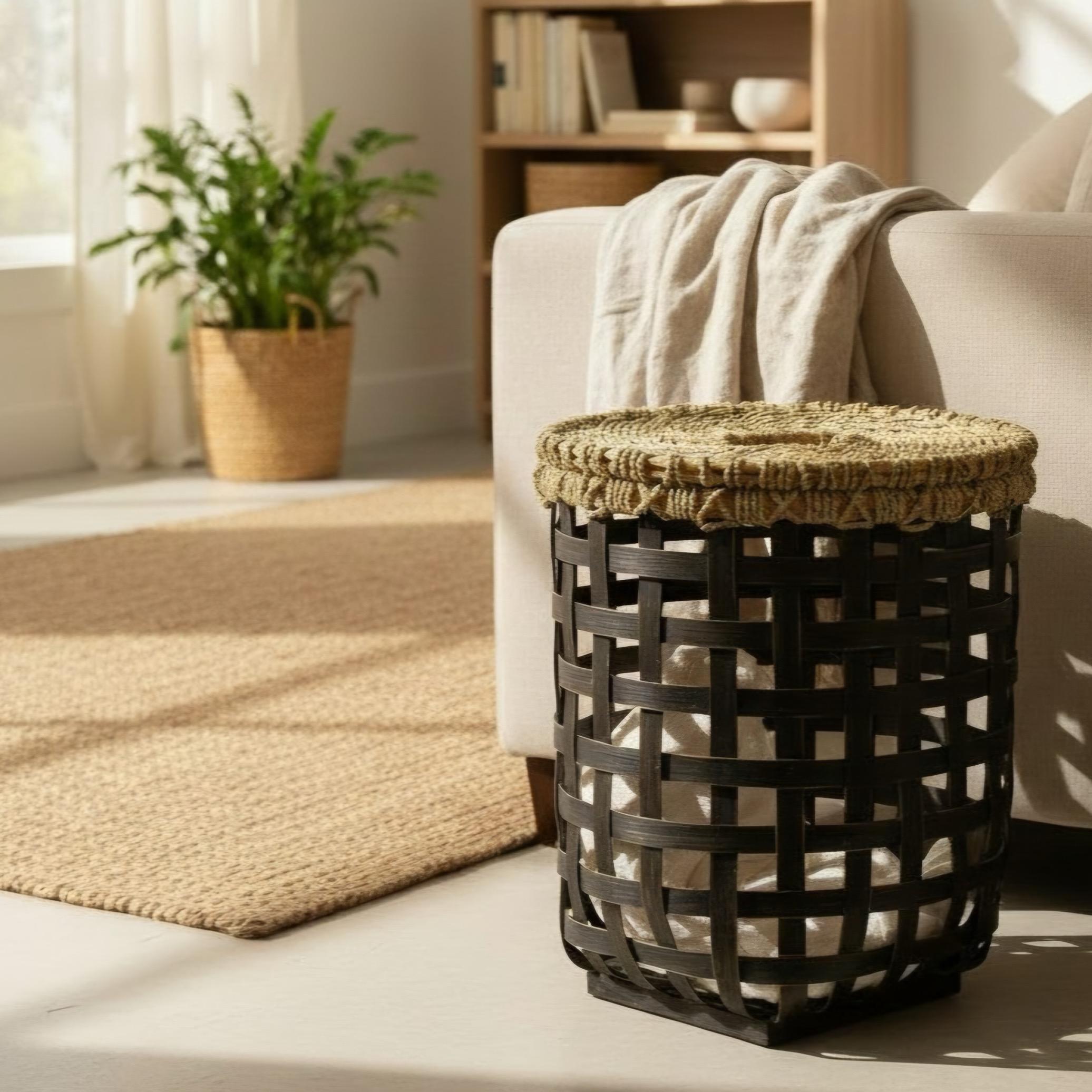 The 8 Senses Living Bamboo Storage Basket with Lid - Large