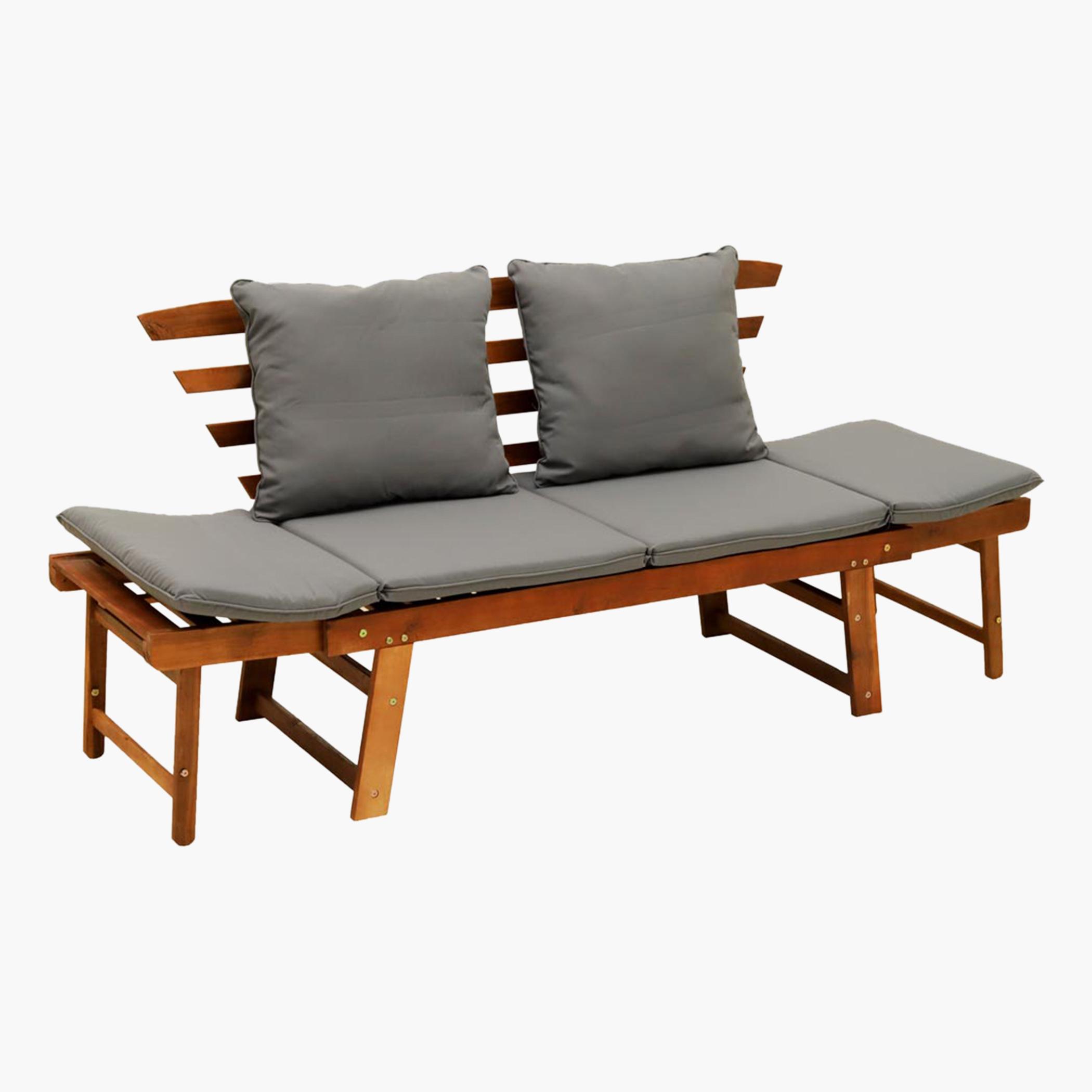Wooden Outdoor Sofa with Adjustable Armrest